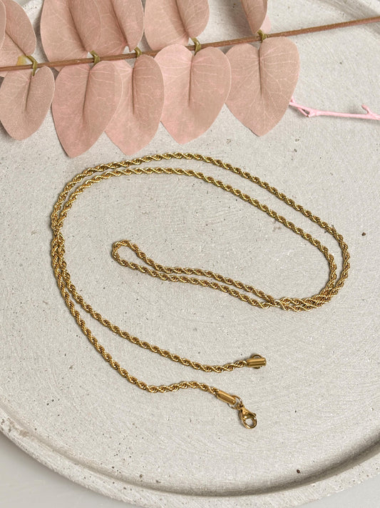 Doppelkette gedreht aus Edelstahl  Goldfarben, ca. 75 cm  Zeitlose Eleganz & moderner Look