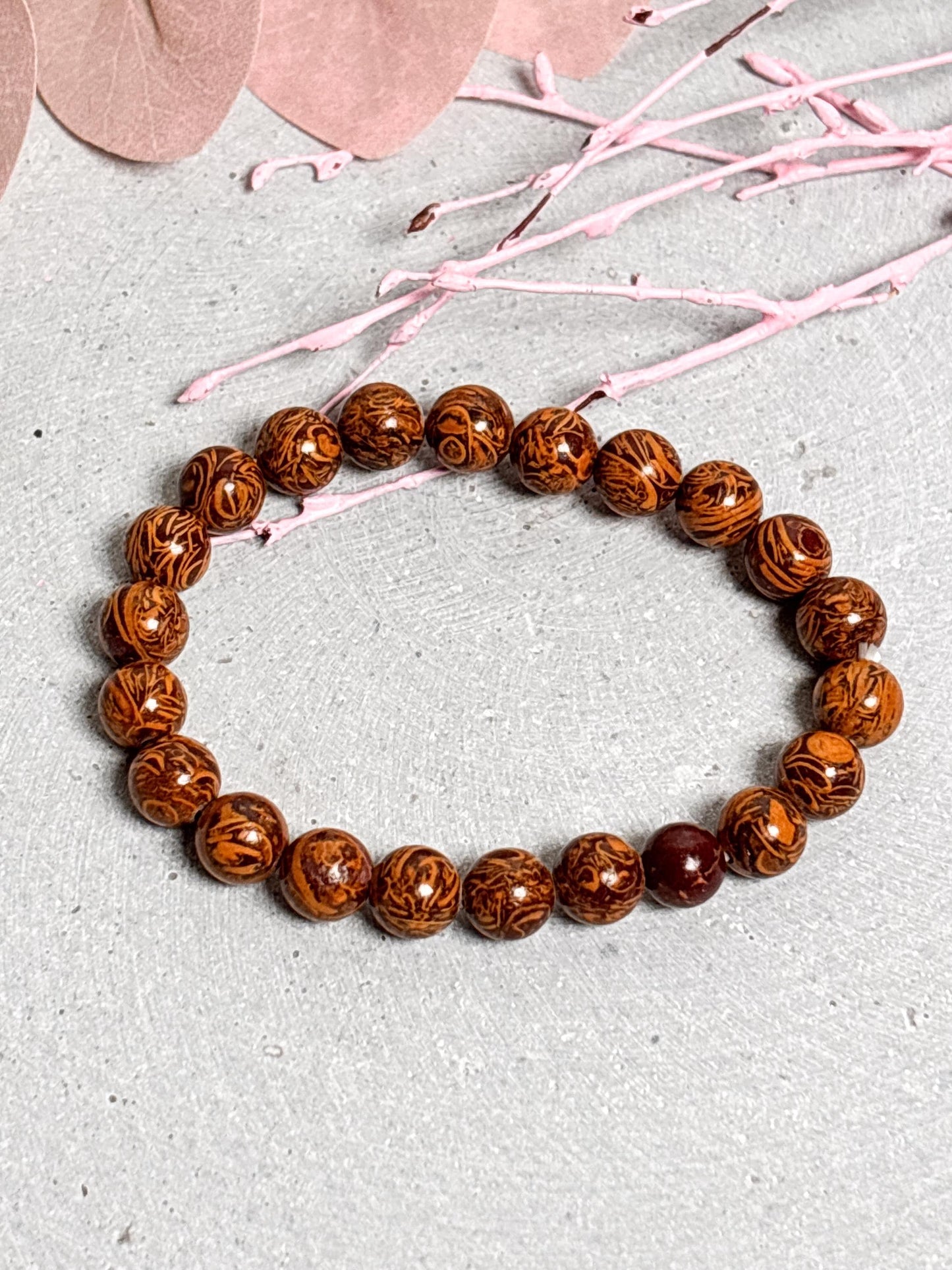 Naturstein Armband Mariam Jaspis | 8,8mm Perlen | Elastisches Perlenarmband 17,5cm