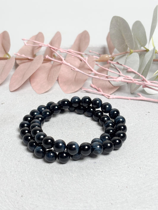 Blaues Tigerauge Armband 8mm  Elastisch & Hochwertig  Edelsteinarmband Herren Damen  Schutz , Fokus  Geschenkidee Naturstein