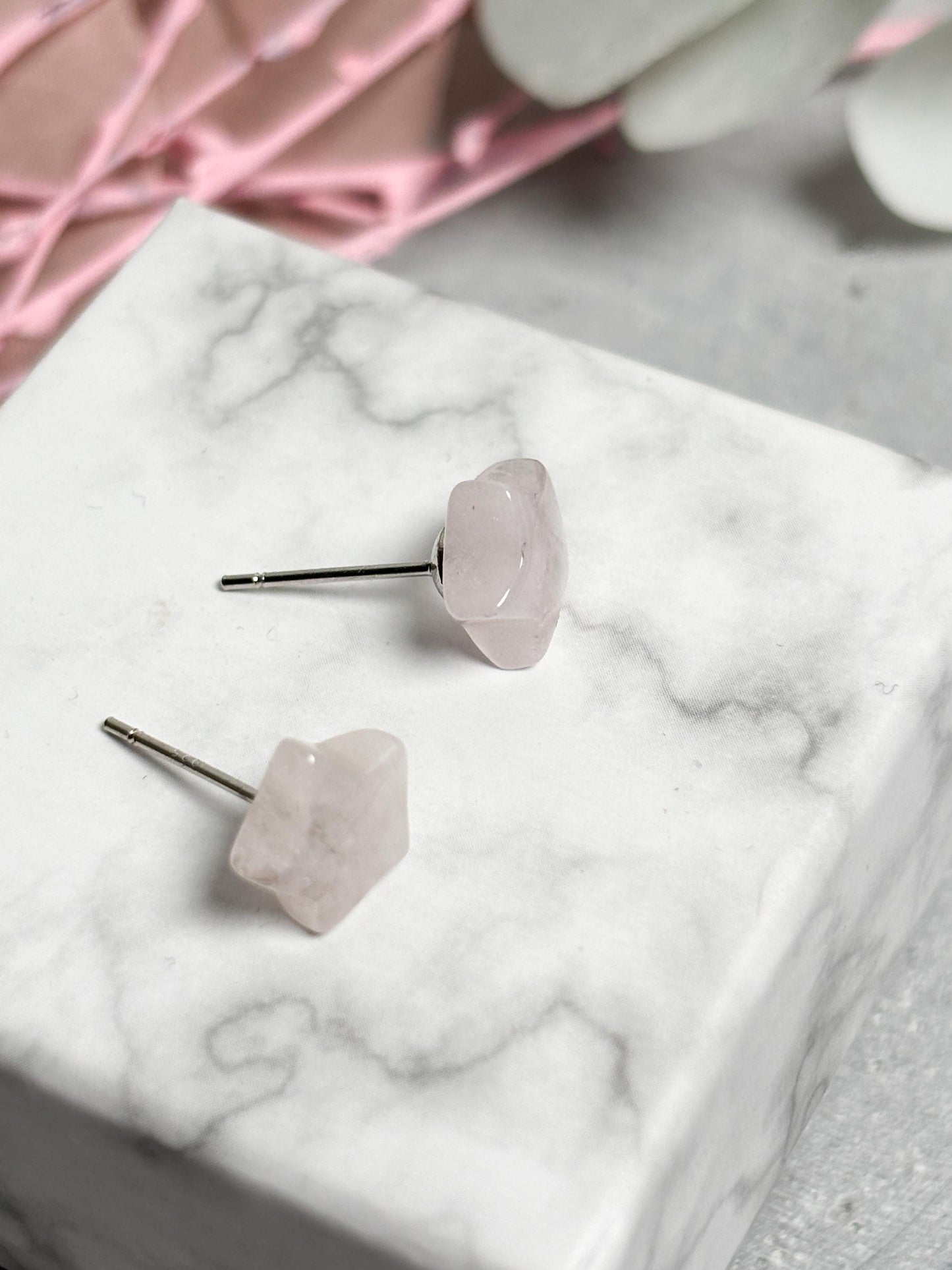 Morganit Stern Ohrstecker rosa 925 Silber Nadel, zarte Damen Ohrringe, Edelstein Schmuck, Boho Ohrschmuck, Geschenkidee