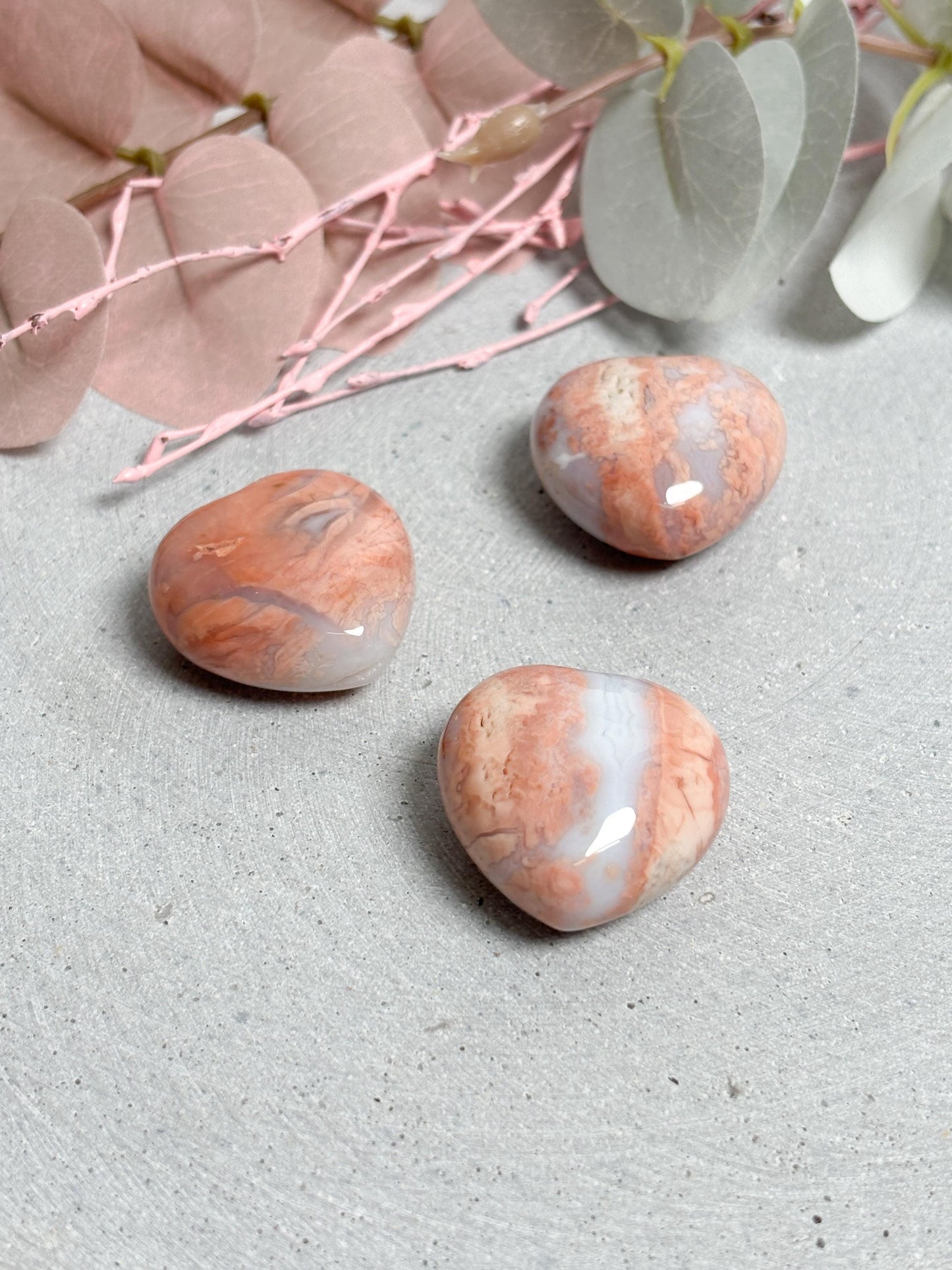 Candy Cotton Achat Kristall Herz ca. 3cm rosa Edelstein Herz, poliert, Naturstein als Deko, Handschmeichler oder Geschenk