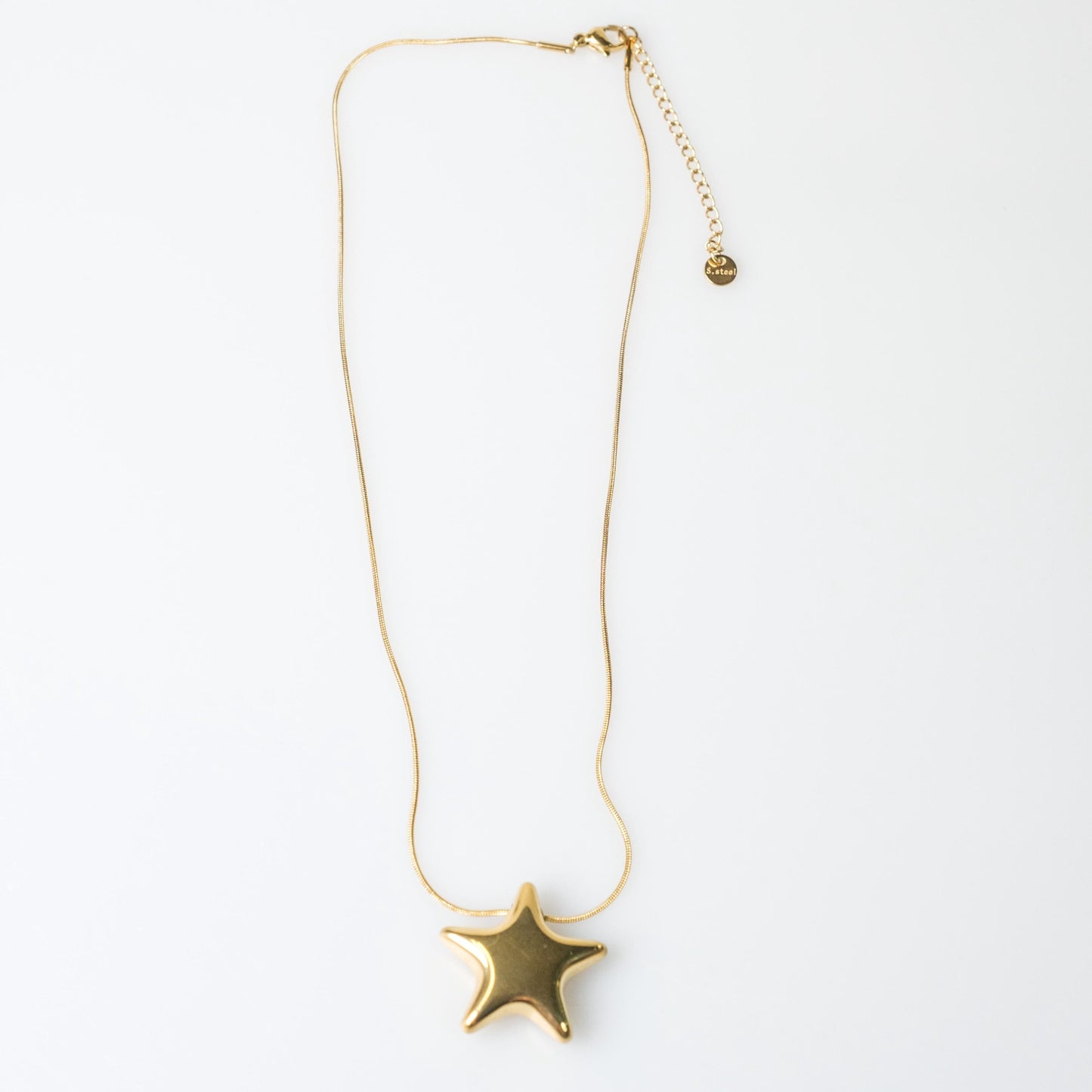 Edelstahlkette vergoldet mit Stern Anhänger 40cm Schlangenoptik 0,8mm 16k Gold Stern Halskette Damen Edelstahl 304 Schmuck