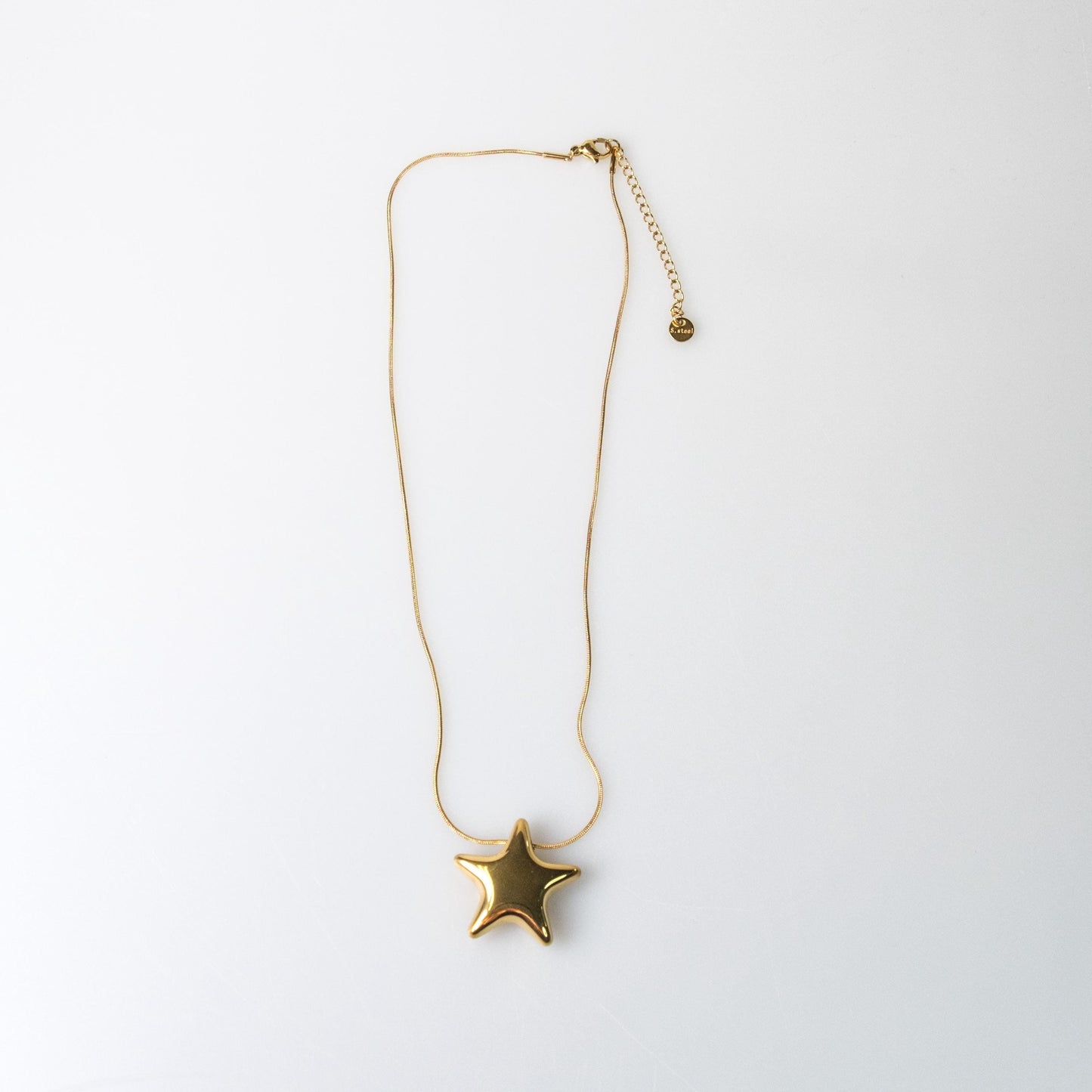 Edelstahlkette vergoldet mit Stern Anhänger 40cm Schlangenoptik 0,8mm 16k Gold Stern Halskette Damen Edelstahl 304 Schmuck