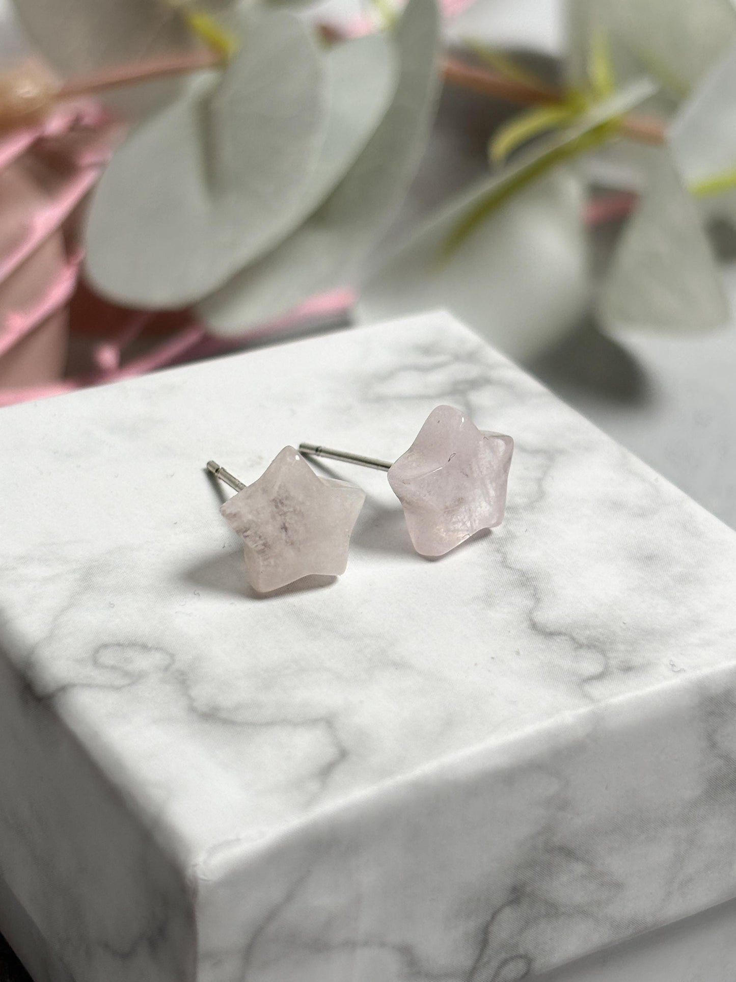 Morganit Stern Ohrstecker rosa 925 Silber Nadel, zarte Damen Ohrringe, Edelstein Schmuck, Boho Ohrschmuck, Geschenkidee