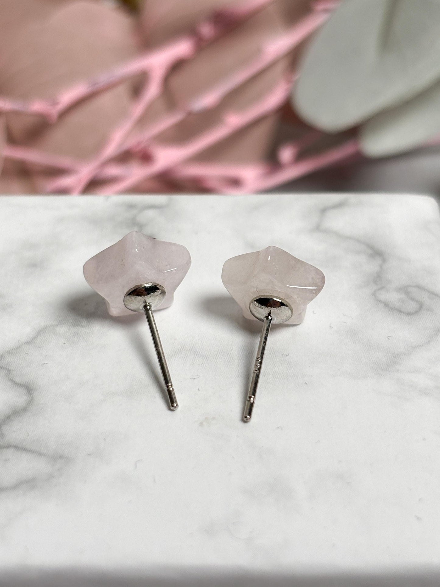 Morganit Stern Ohrstecker rosa 925 Silber Nadel, zarte Damen Ohrringe, Edelstein Schmuck, Boho Ohrschmuck, Geschenkidee