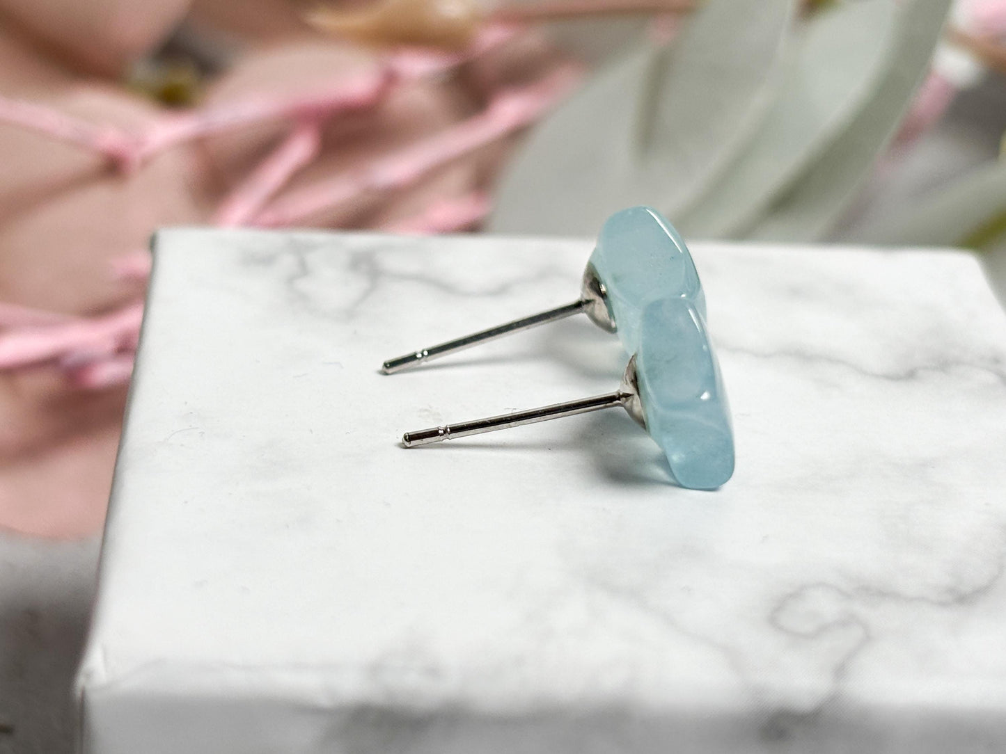 Hellblauer Morganit Stern Ohrstecker | 925 Silber | 8 mm | Zarter Edelsteinschmuck für Achtsamkeit & Harmonie