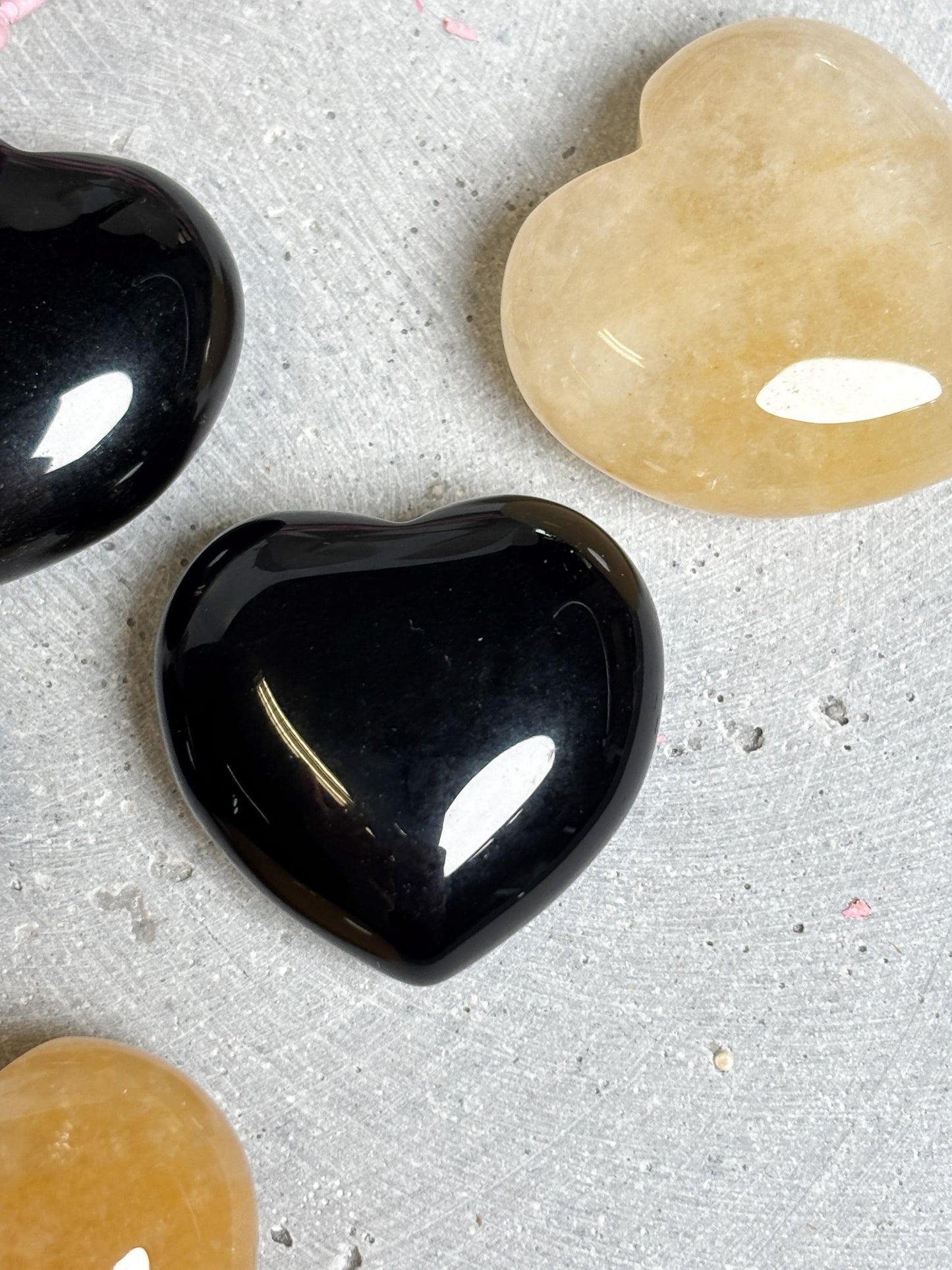 Deko Herz Edelstein Schwarzer Obsidian oder Golden Healer kleines Kristallherz Geschenkidee spirituell