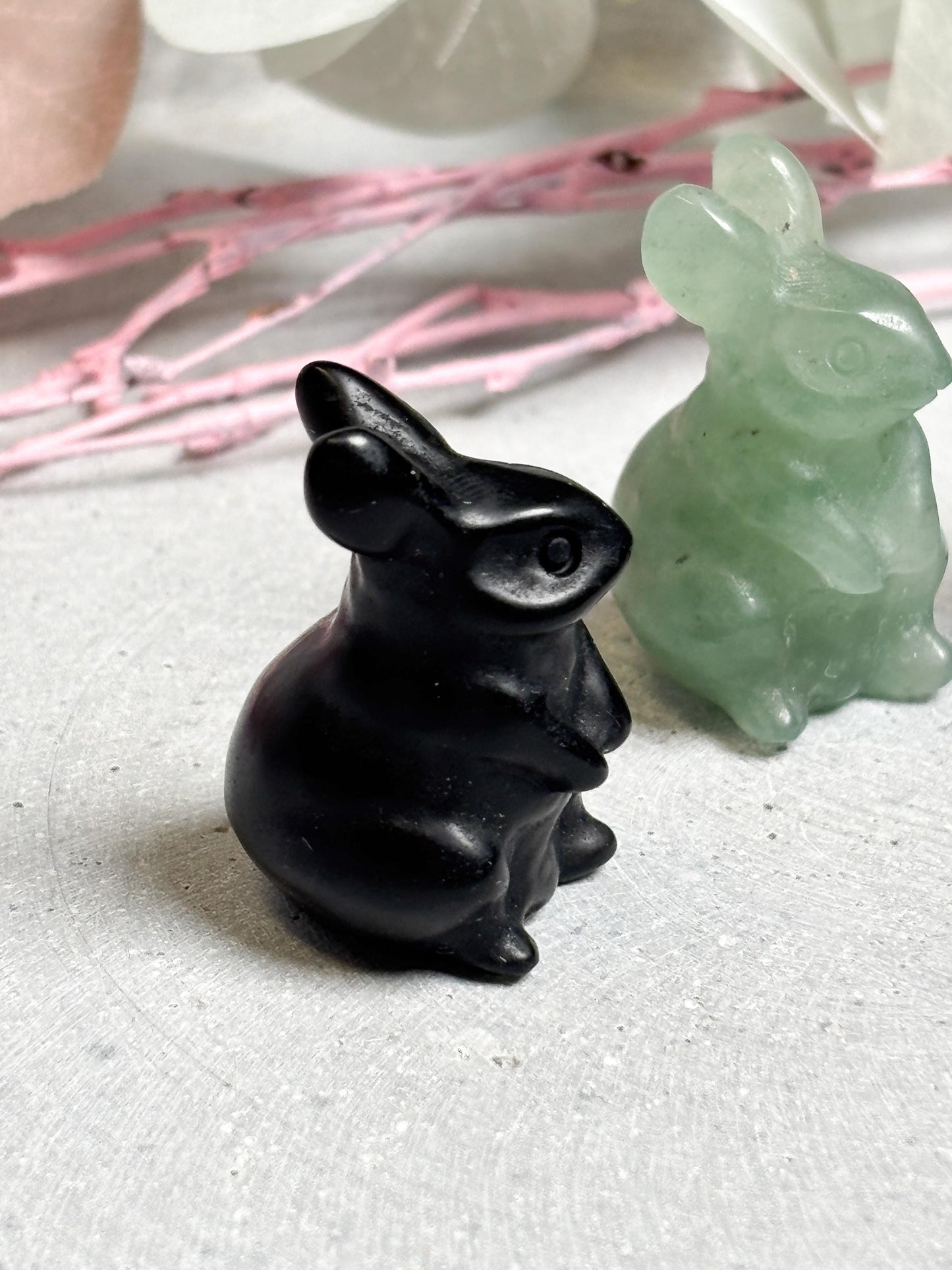 Hasenfigur aus Edelstein Kristall Hase klein Ostergeschenk oder Deko Mini Hasen Carving aus Kristall
