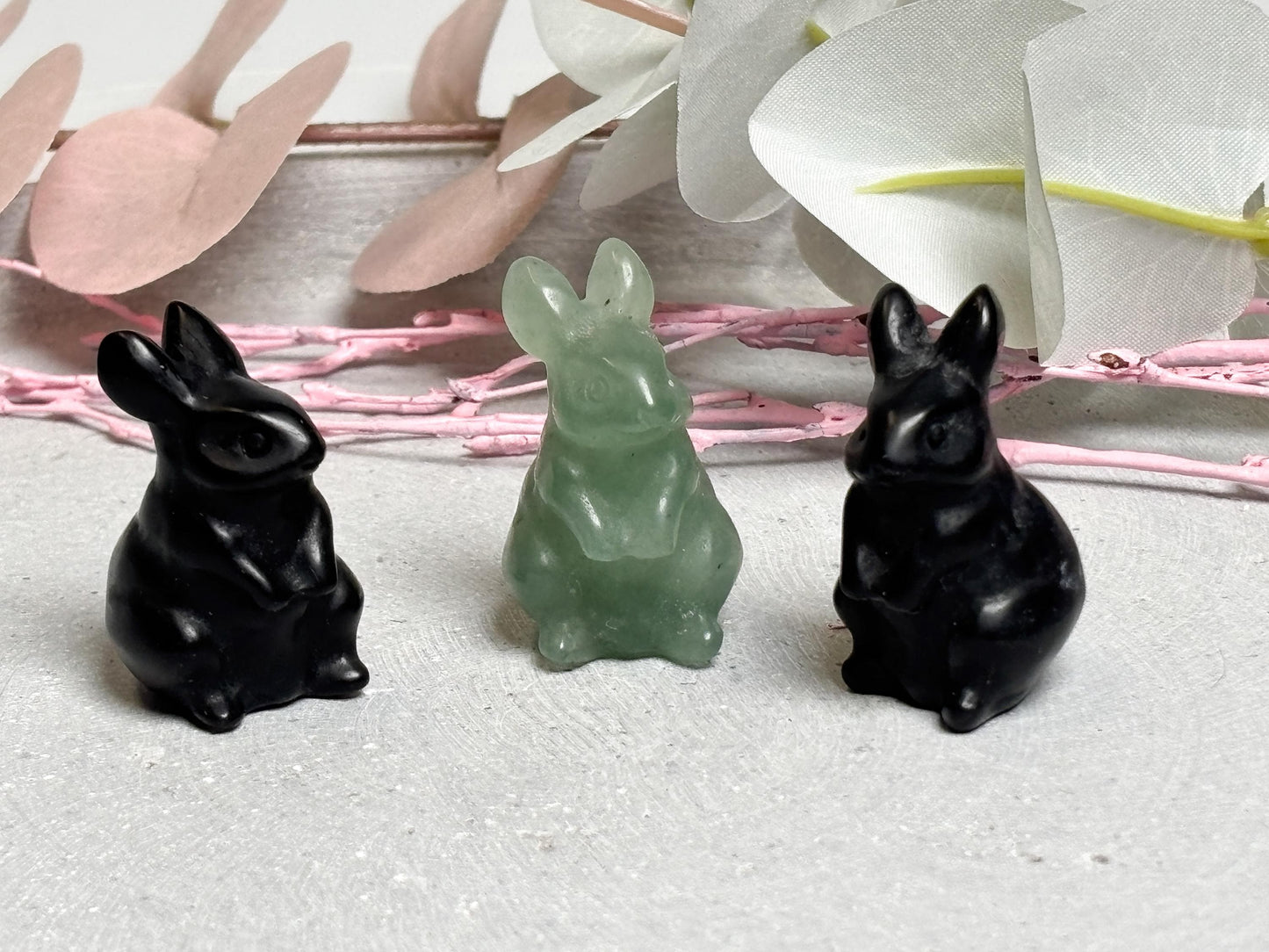 Hasenfigur aus Edelstein Kristall Hase klein Ostergeschenk oder Deko Mini Hasen Carving aus Kristall