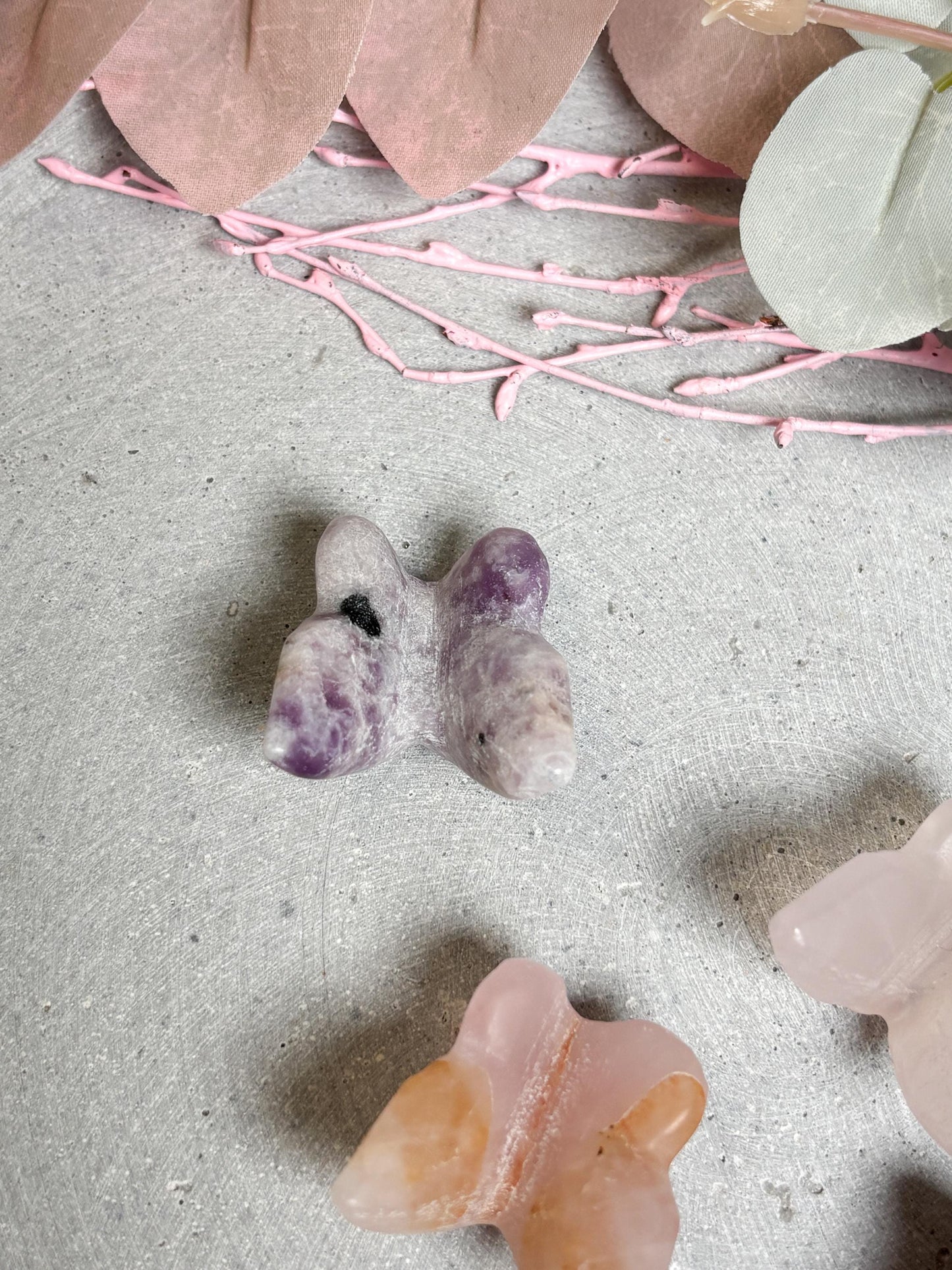 Kristall Schmetterling aus Rosenquarz, Amethyst oder Pink Amethyst Dekofigur ca. 2,9 cm Edelstein Deko & Geschenkidee