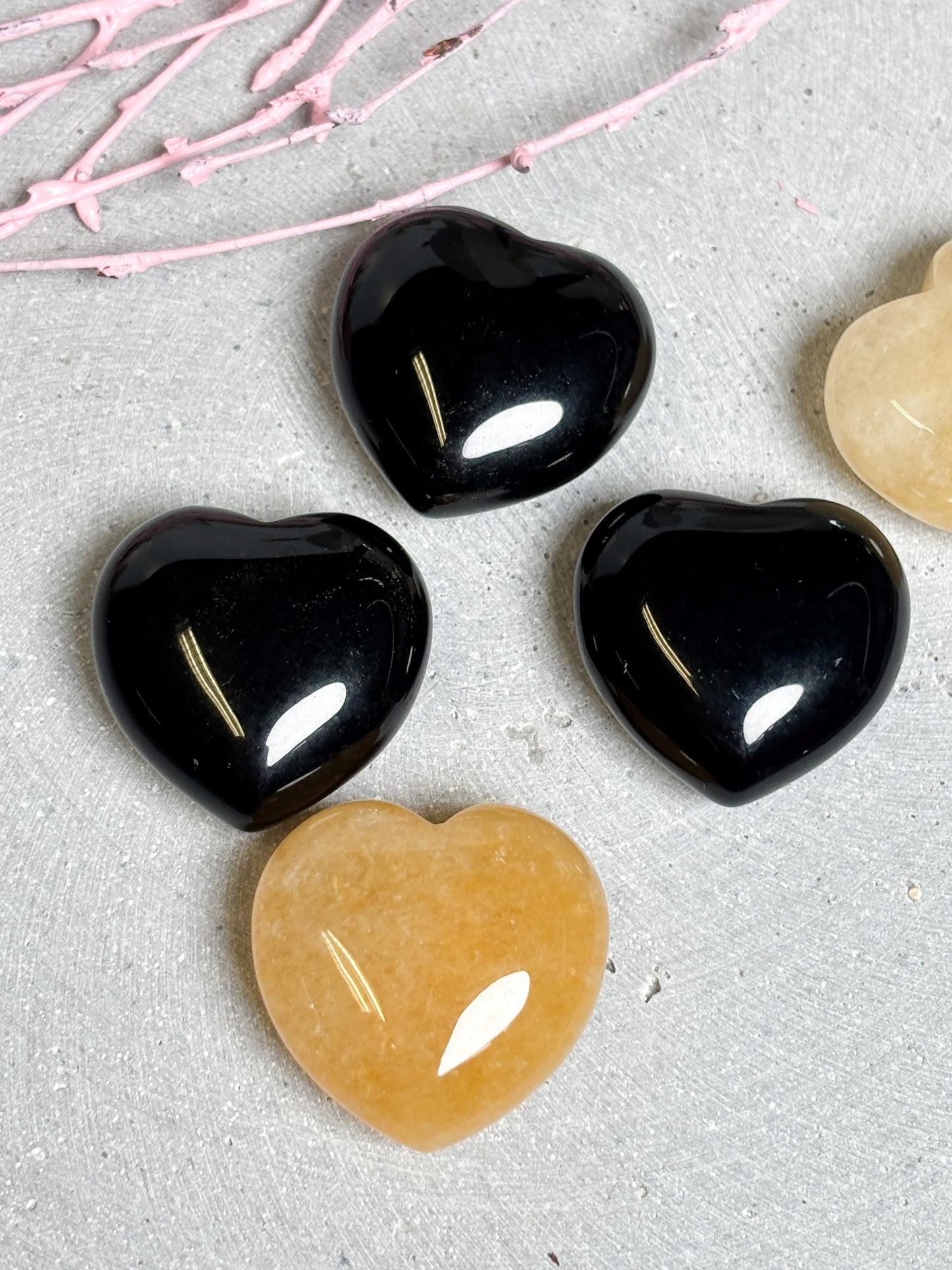 Deko Herz Edelstein Schwarzer Obsidian oder Golden Healer kleines Kristallherz Geschenkidee spirituell