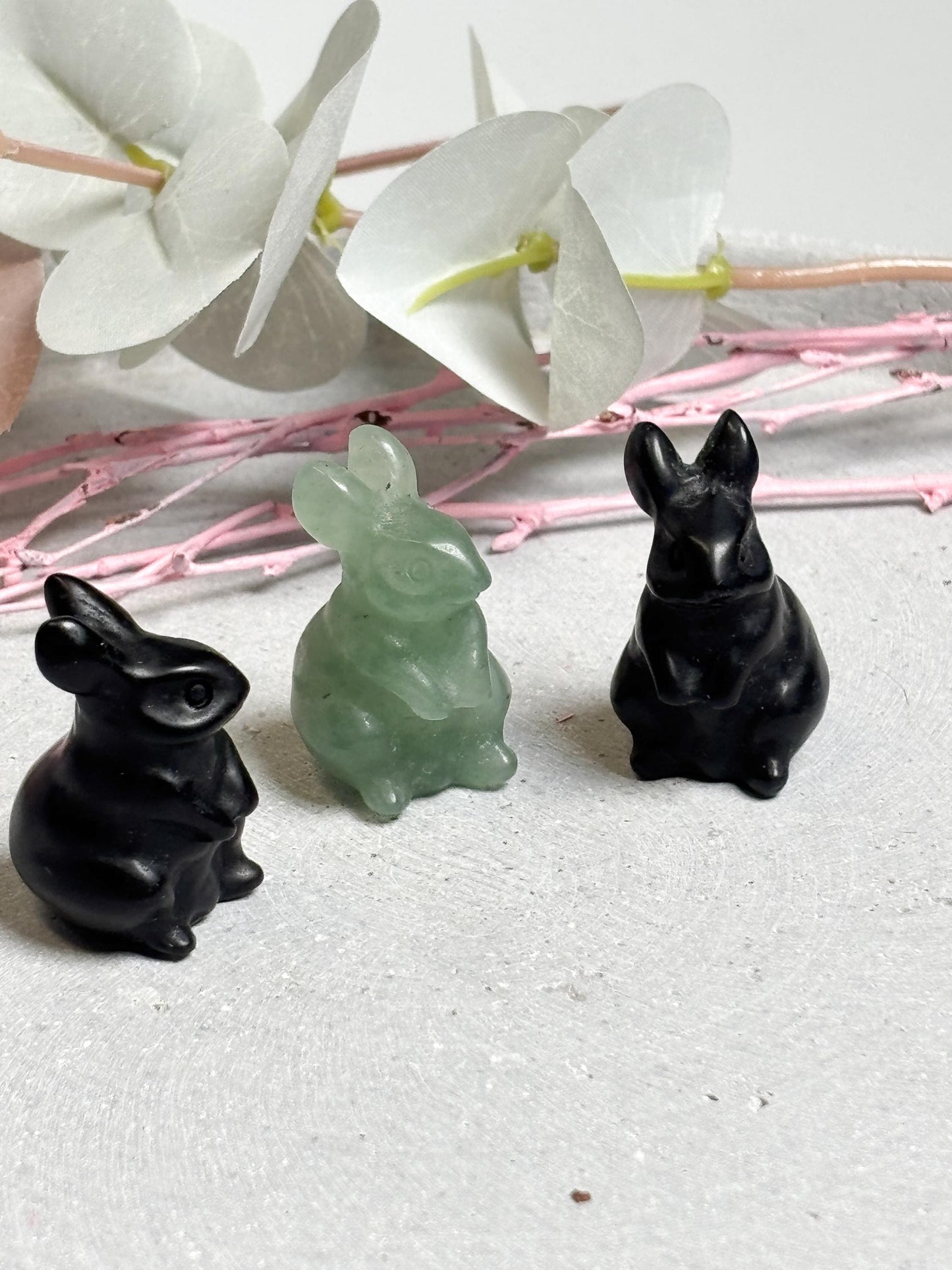 Hasenfigur aus Edelstein Kristall Hase klein Ostergeschenk oder Deko Mini Hasen Carving aus Kristall