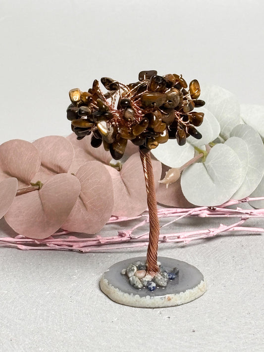 Lebensbaum mit Tigerauge Splittern 11 cm  Moneytree Edelsteinbaum Kristall Dekofigur