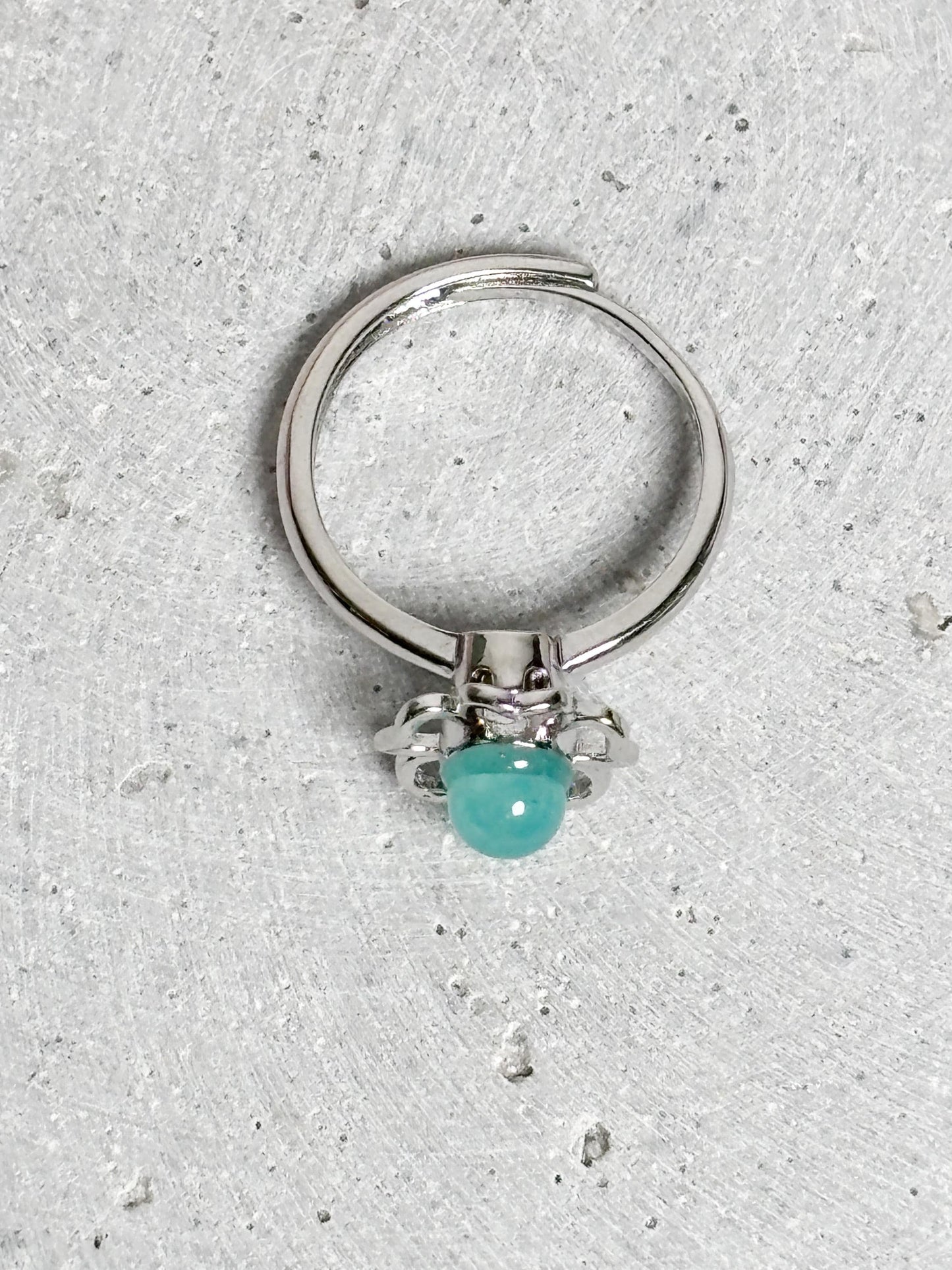 Spinning Ring Edelstahl größenverstellbar mit Amazonit Kugel Blumendesign Damenring Kristall Schmuck