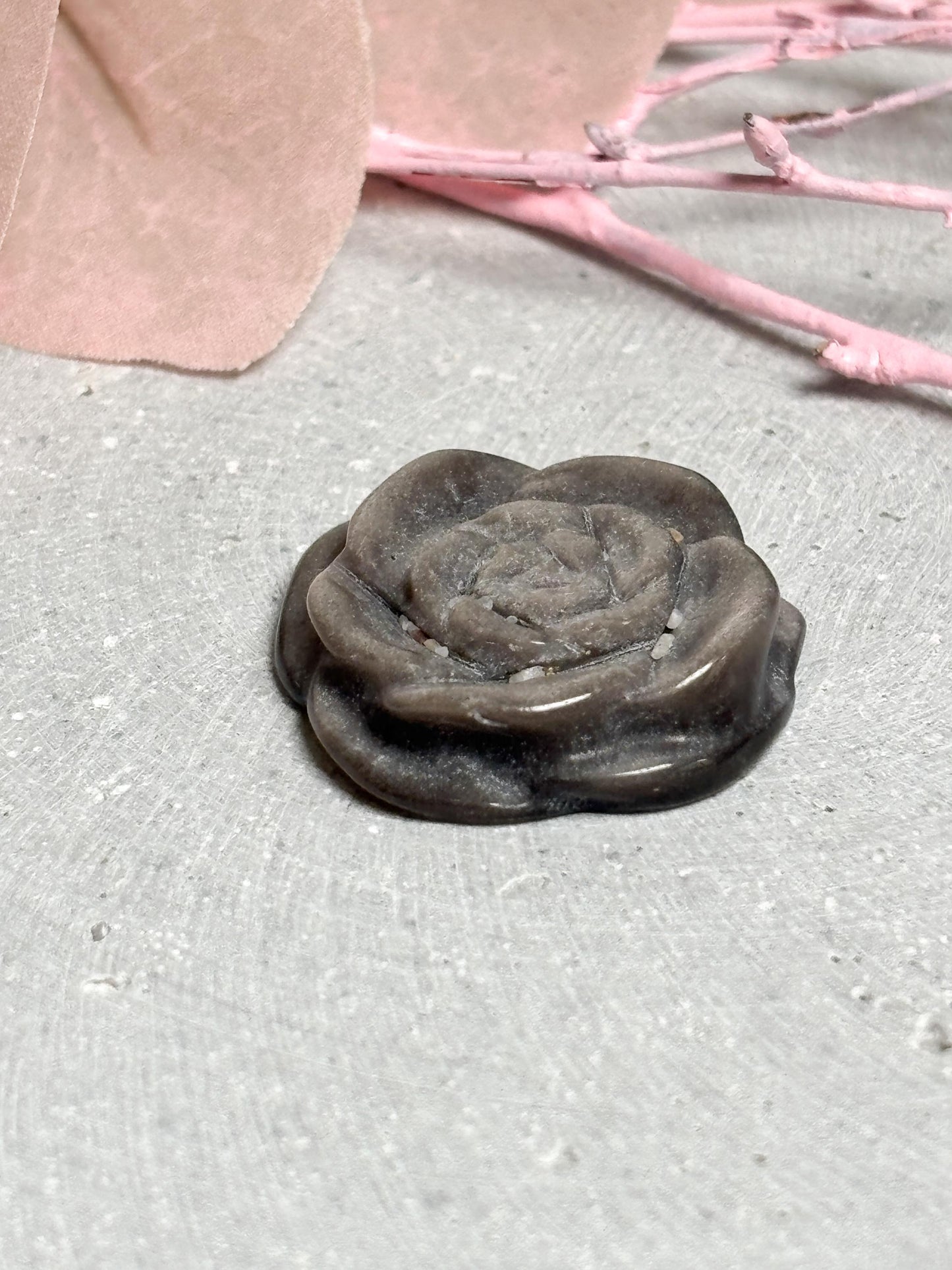 Blumencarving Silber Obsidian Kristallblume geschnitzt Edelstein Deko Figur, silber Obsidian Blume, Kristall Carving