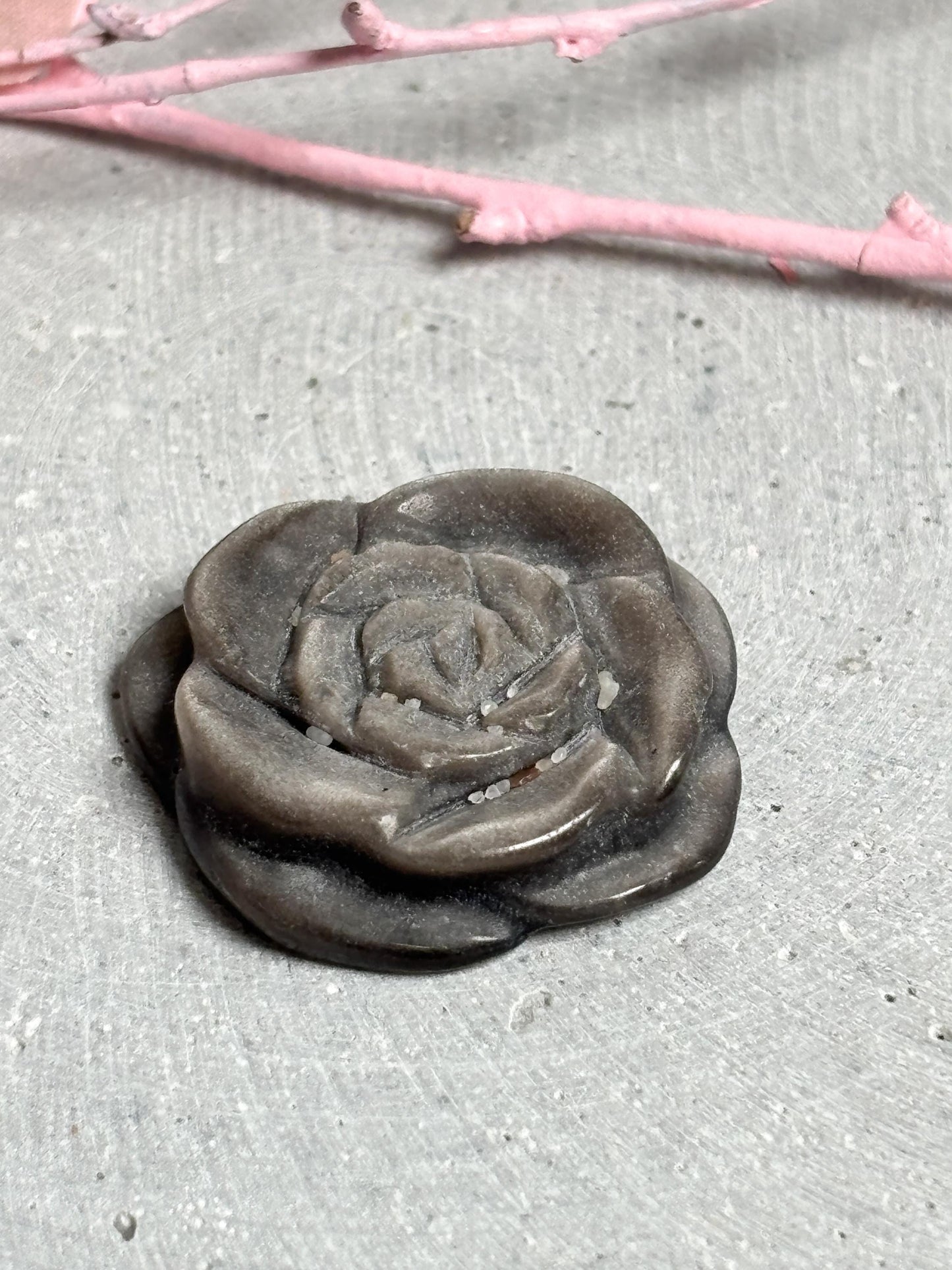 Blumencarving Silber Obsidian Kristallblume geschnitzt Edelstein Deko Figur, silber Obsidian Blume, Kristall Carving