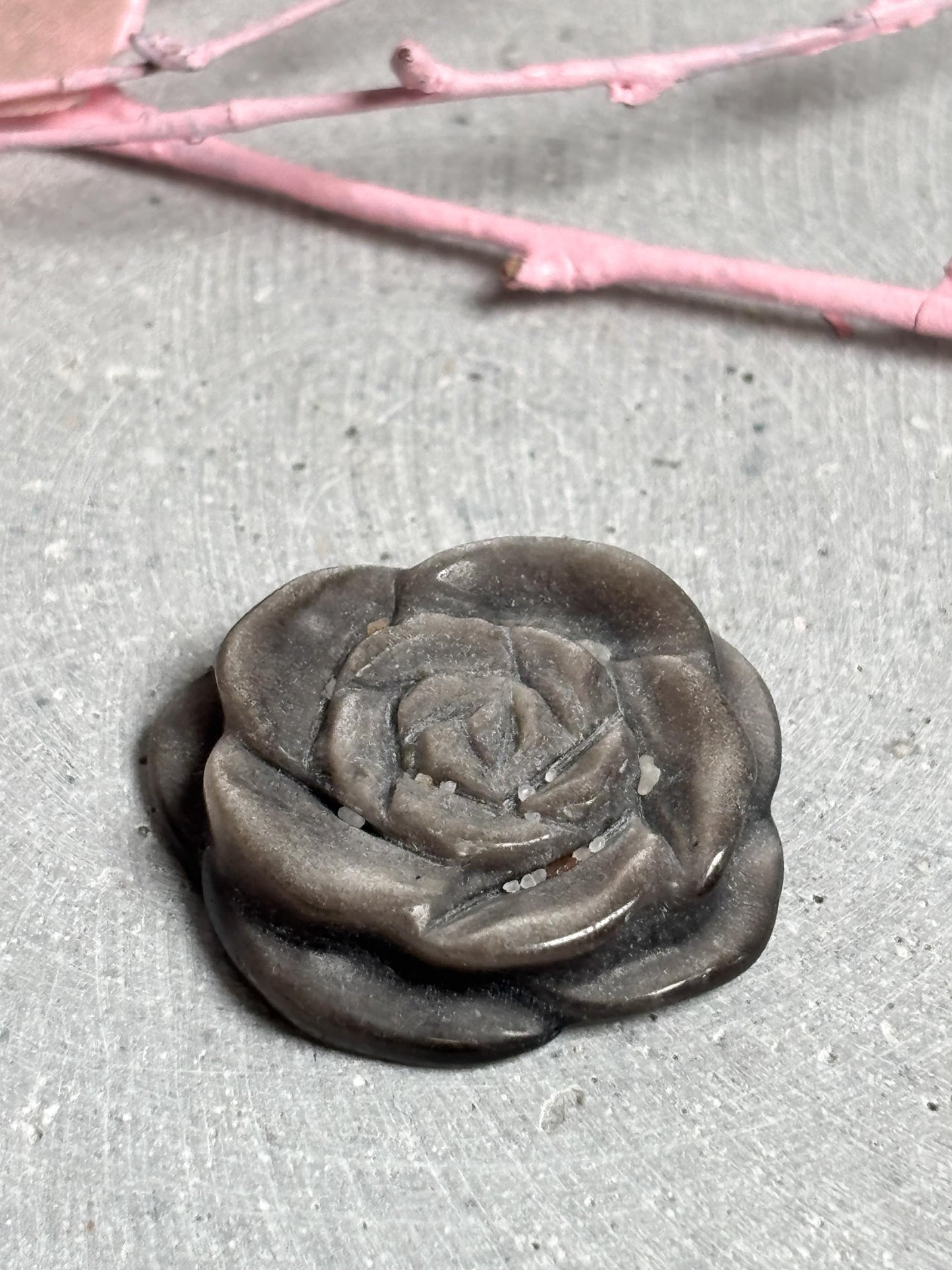 Blumencarving Silber Obsidian Kristallblume geschnitzt Edelstein Deko Figur, silber Obsidian Blume, Kristall Carving