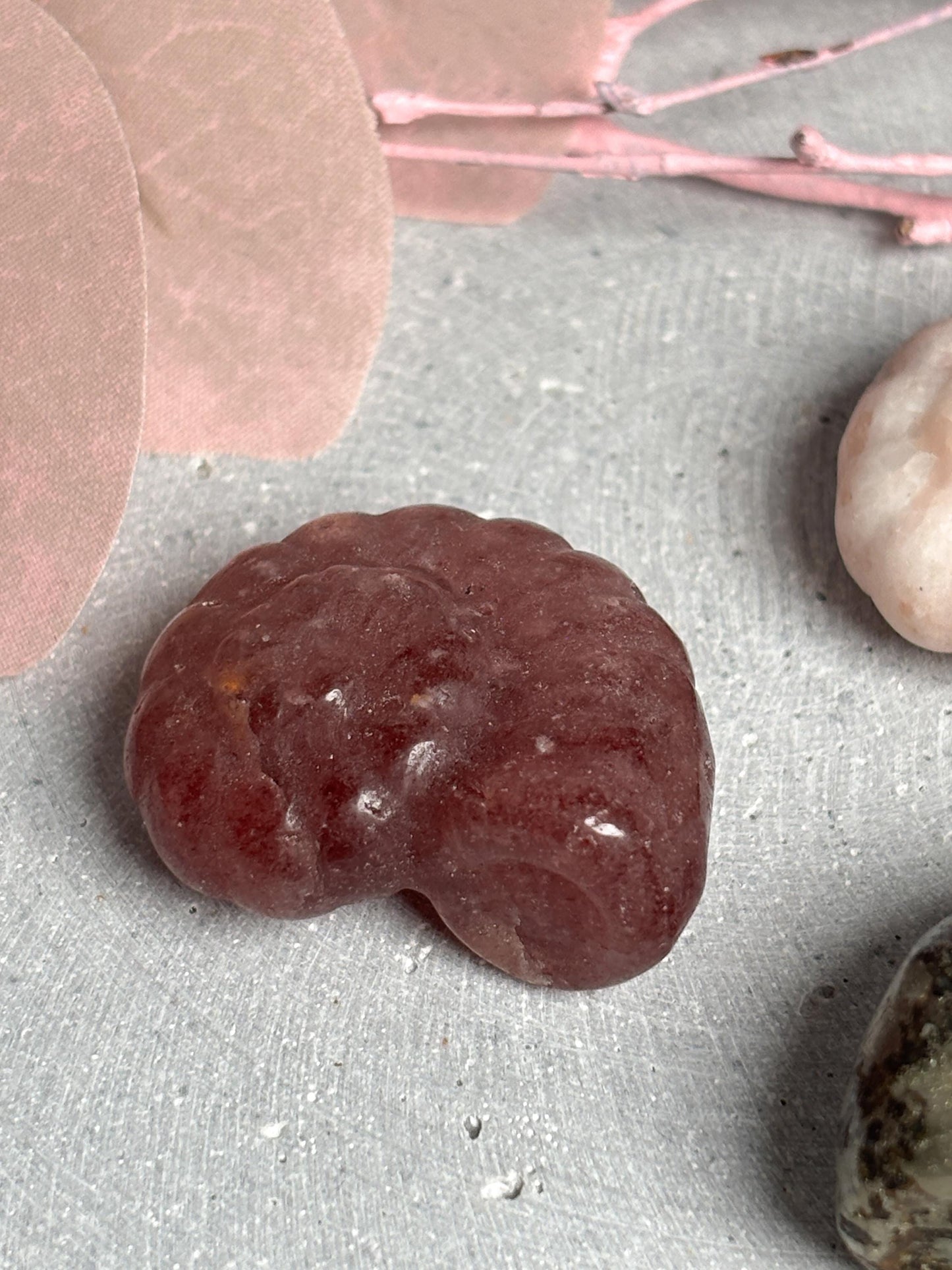 Kristalldeko Ammolitform aus Erdbeerquarz, Pyrit und Pink Amethyst ca. 3,2 cm Edelstein Deko Naturstein Kristall