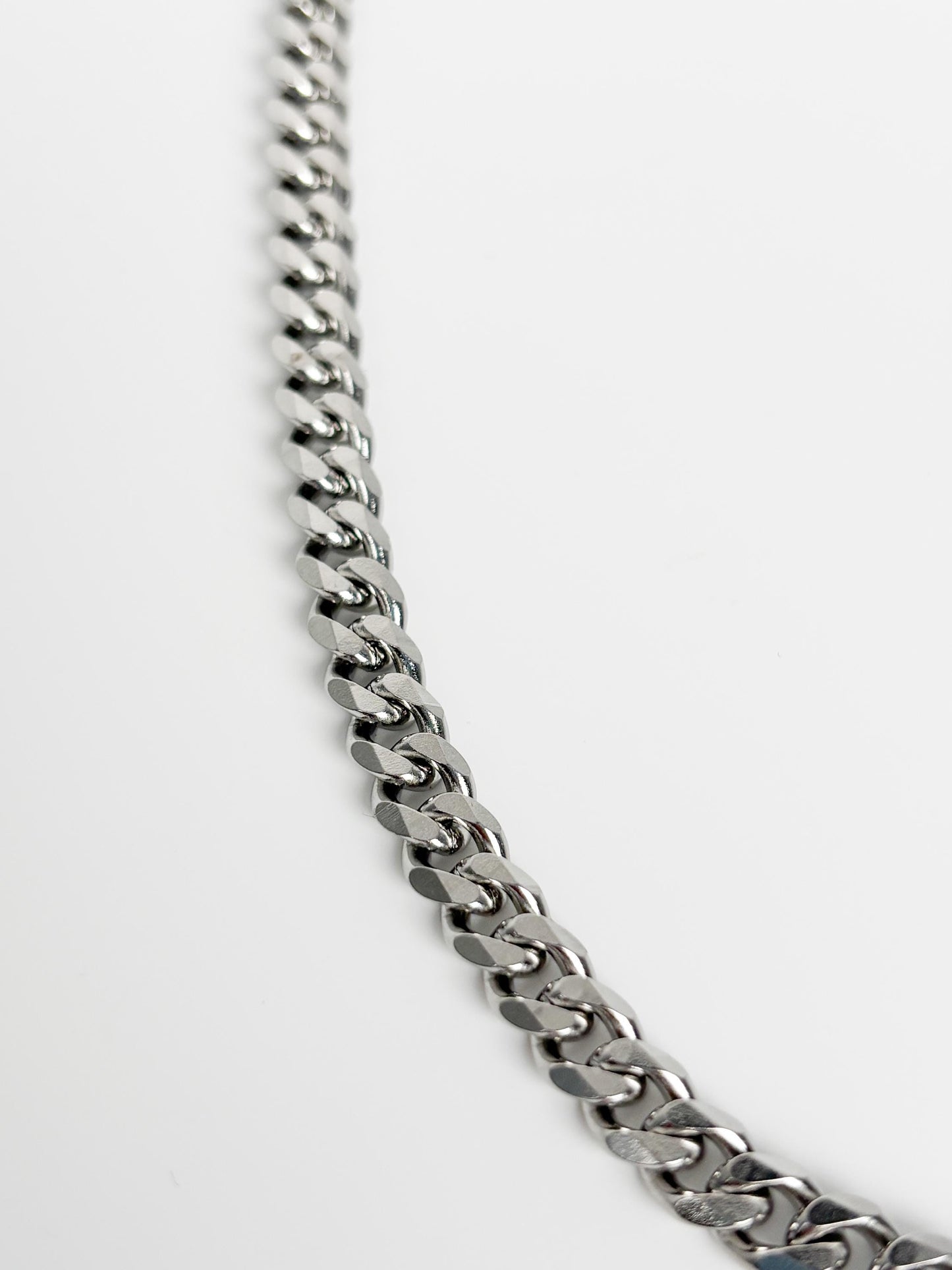 Edelstahl Panzerkette Herren 7mm breit 50cm Länge silberfarbene Gliederkette