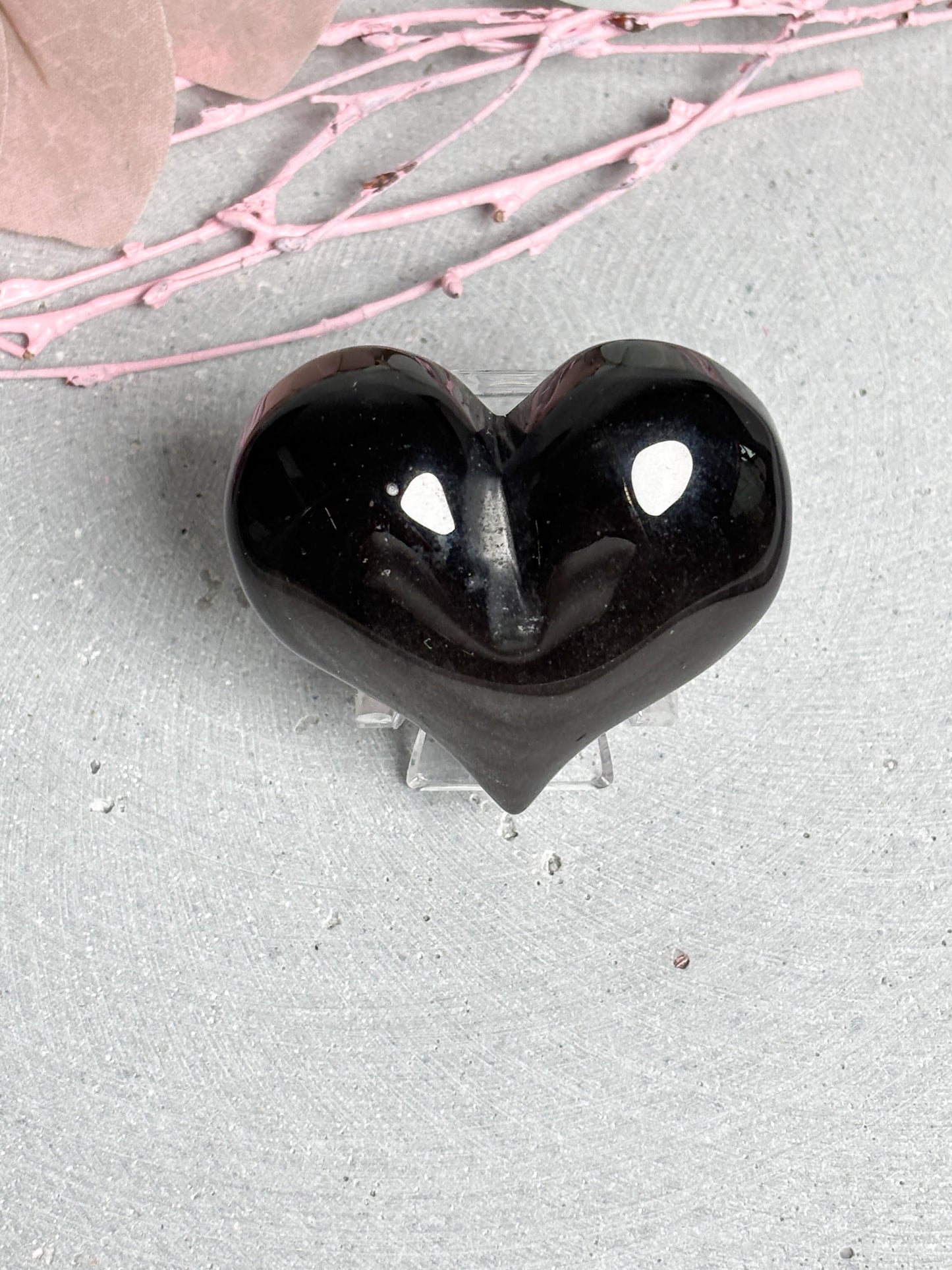 Silber Obsidian Herz 5 cm Kristall Edelstein Herz Sammlerstein Dekofigur