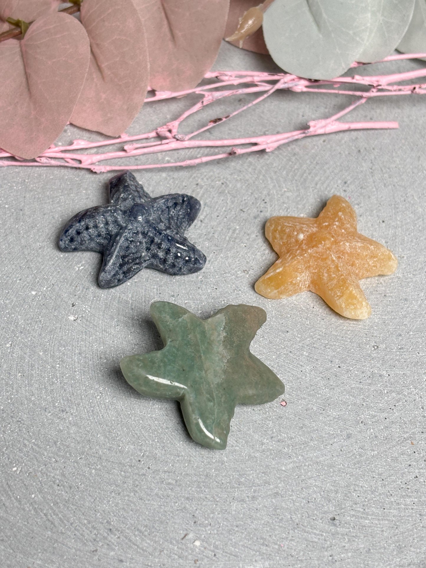 Seestern Kristall Carving Calcit grüner Aventurin blauer Aventurin kleine Figur Deko Stein Mineral