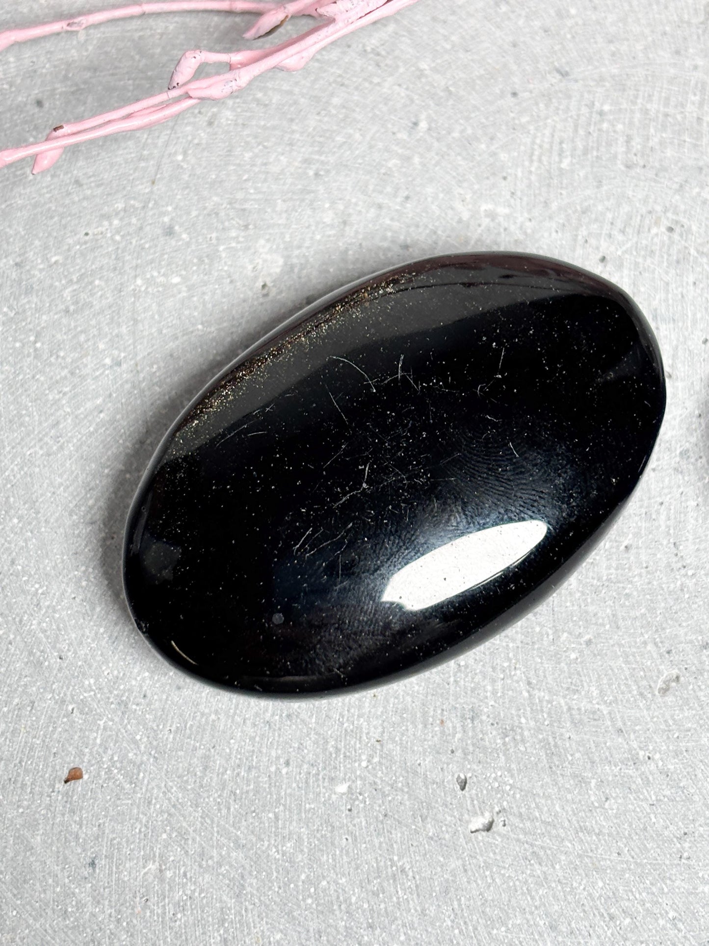 Gold Obsidian Stein Taschenstein ca. 5,3x3,4 cm, polierter Edelstein, Kristall Handschmeichler, Schutzstein