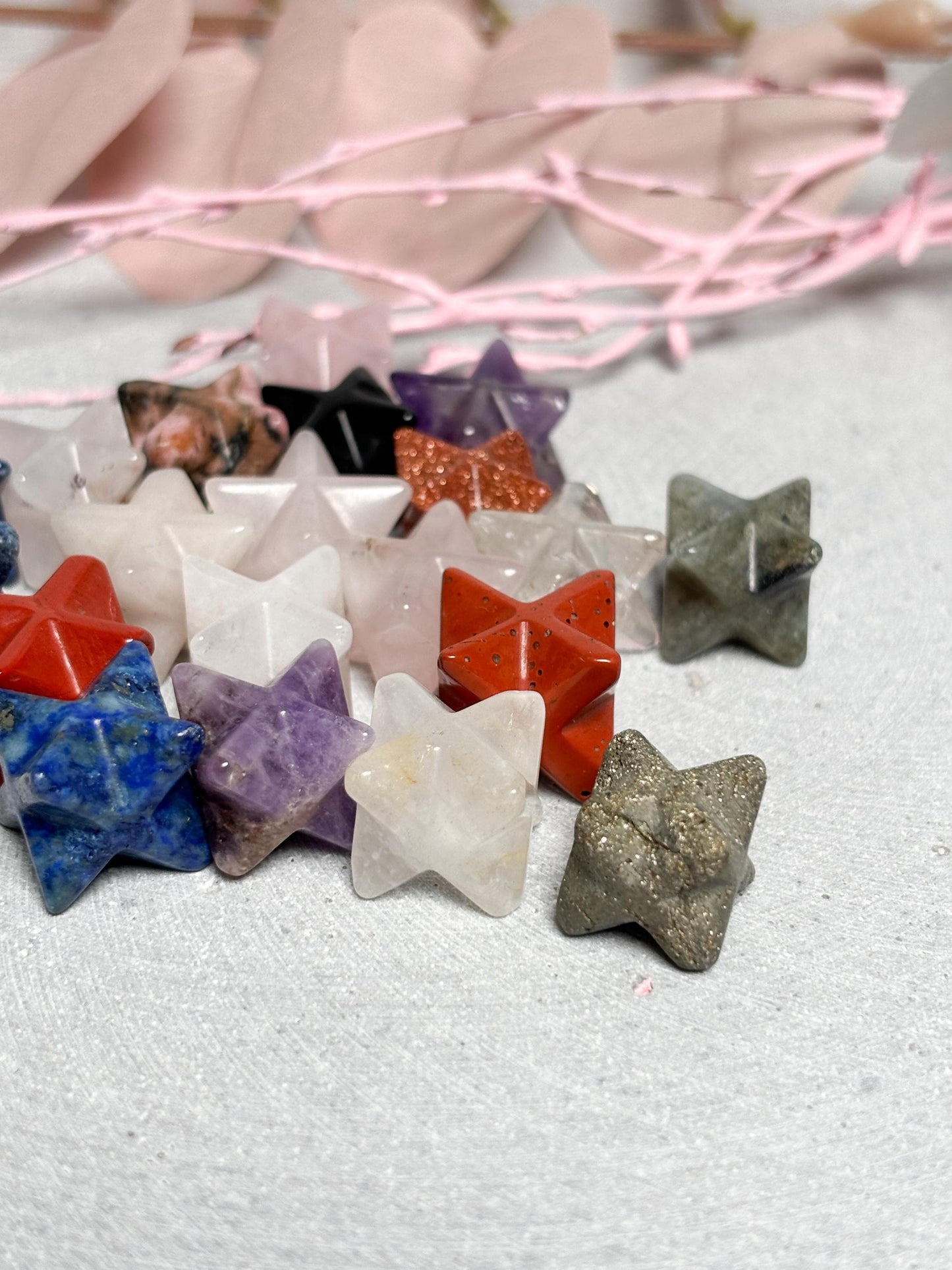 Kleine Merkaba ca. 1,3 cm Kristall Stern aus verschiedenen Edelsteinen, Meditation, Energiearbeit, Spiritual Deko