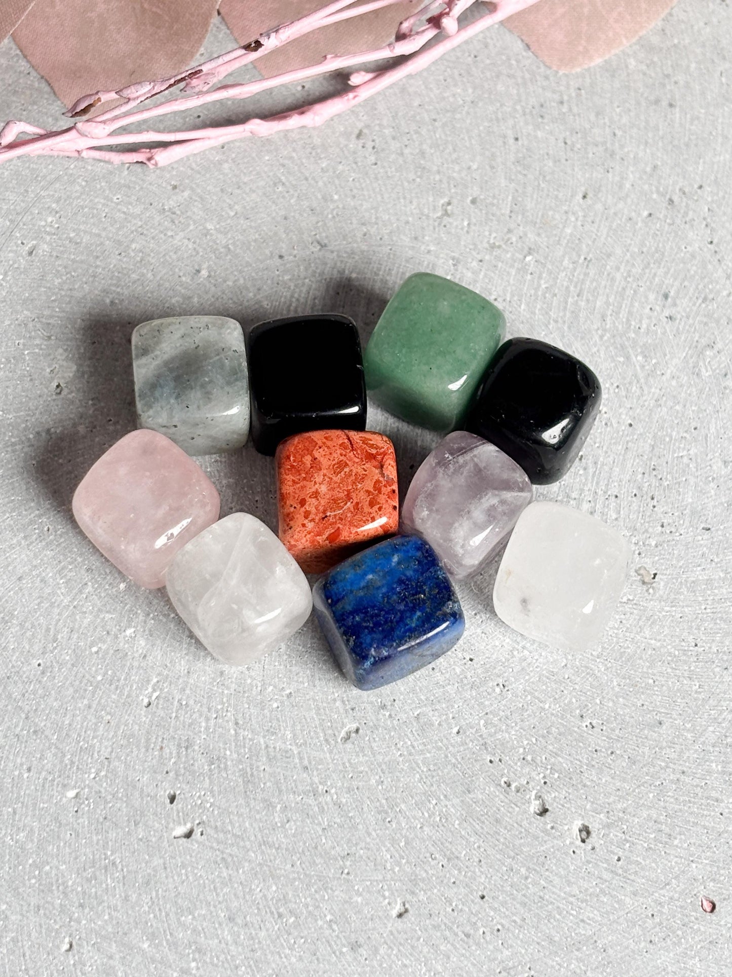 Kleine Kristallwürfel verschiedene Edelsteine ca. 1,2 cm, Heilstein Würfel, Meditation, Naturstein Deko