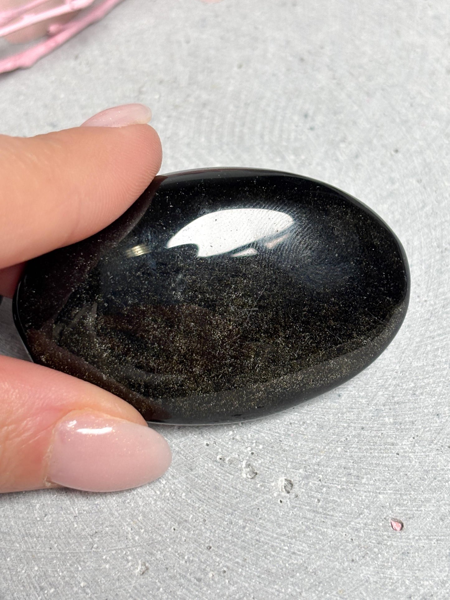 Gold Obsidian Stein Taschenstein ca. 5,3x3,4 cm, polierter Edelstein, Kristall Handschmeichler, Schutzstein