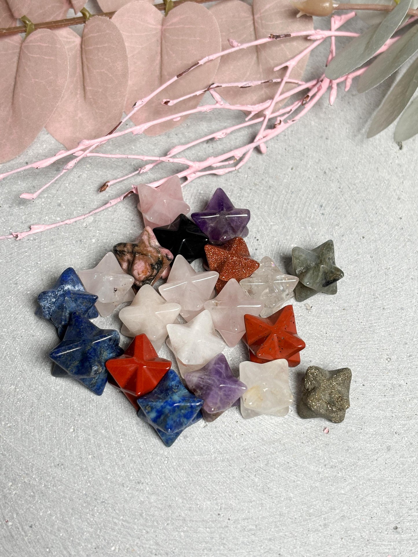 Kleine Merkaba ca. 1,3 cm Kristall Stern aus verschiedenen Edelsteinen, Meditation, Energiearbeit, Spiritual Deko