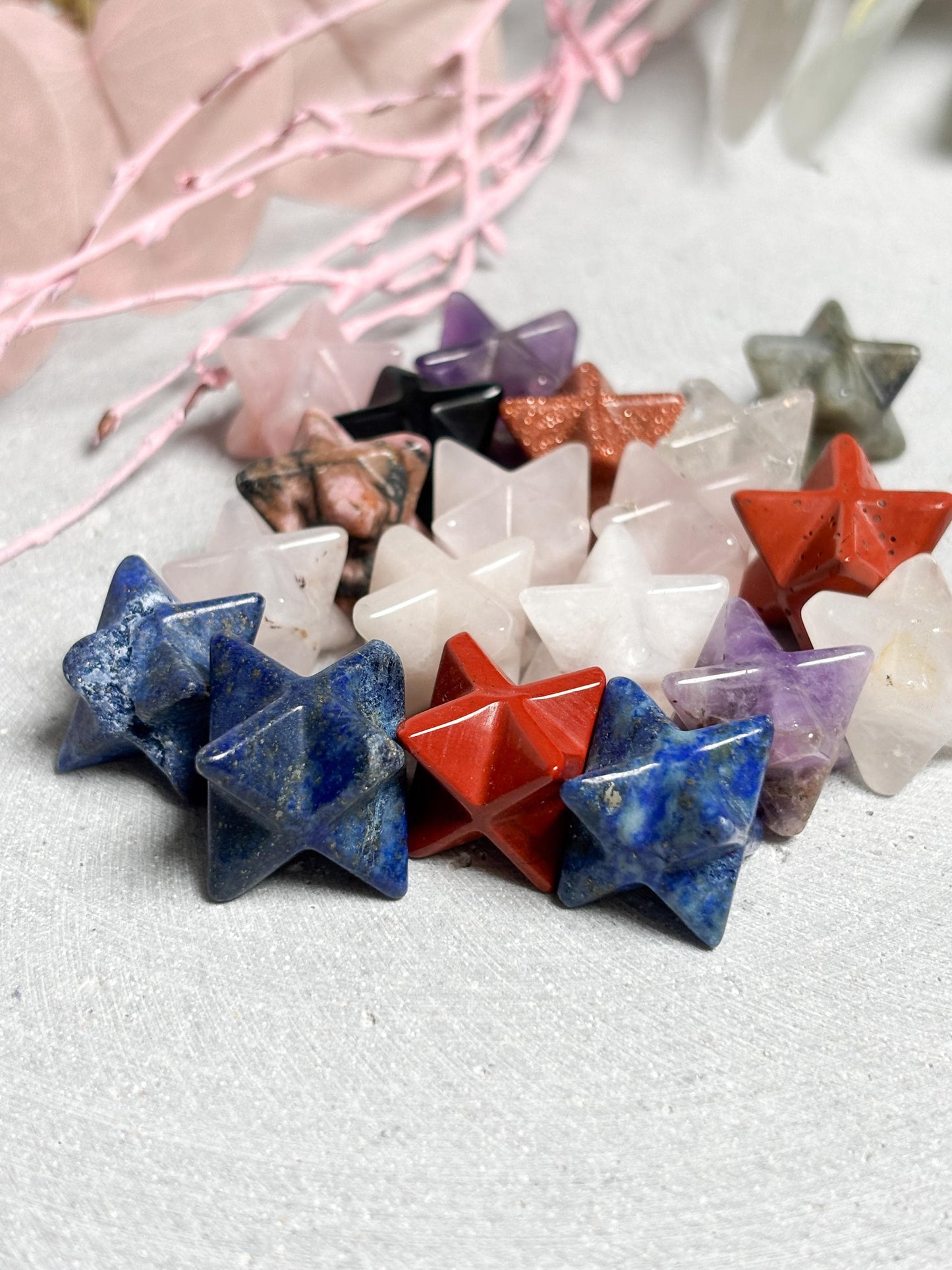 Kleine Merkaba ca. 1,3 cm Kristall Stern aus verschiedenen Edelsteinen, Meditation, Energiearbeit, Spiritual Deko