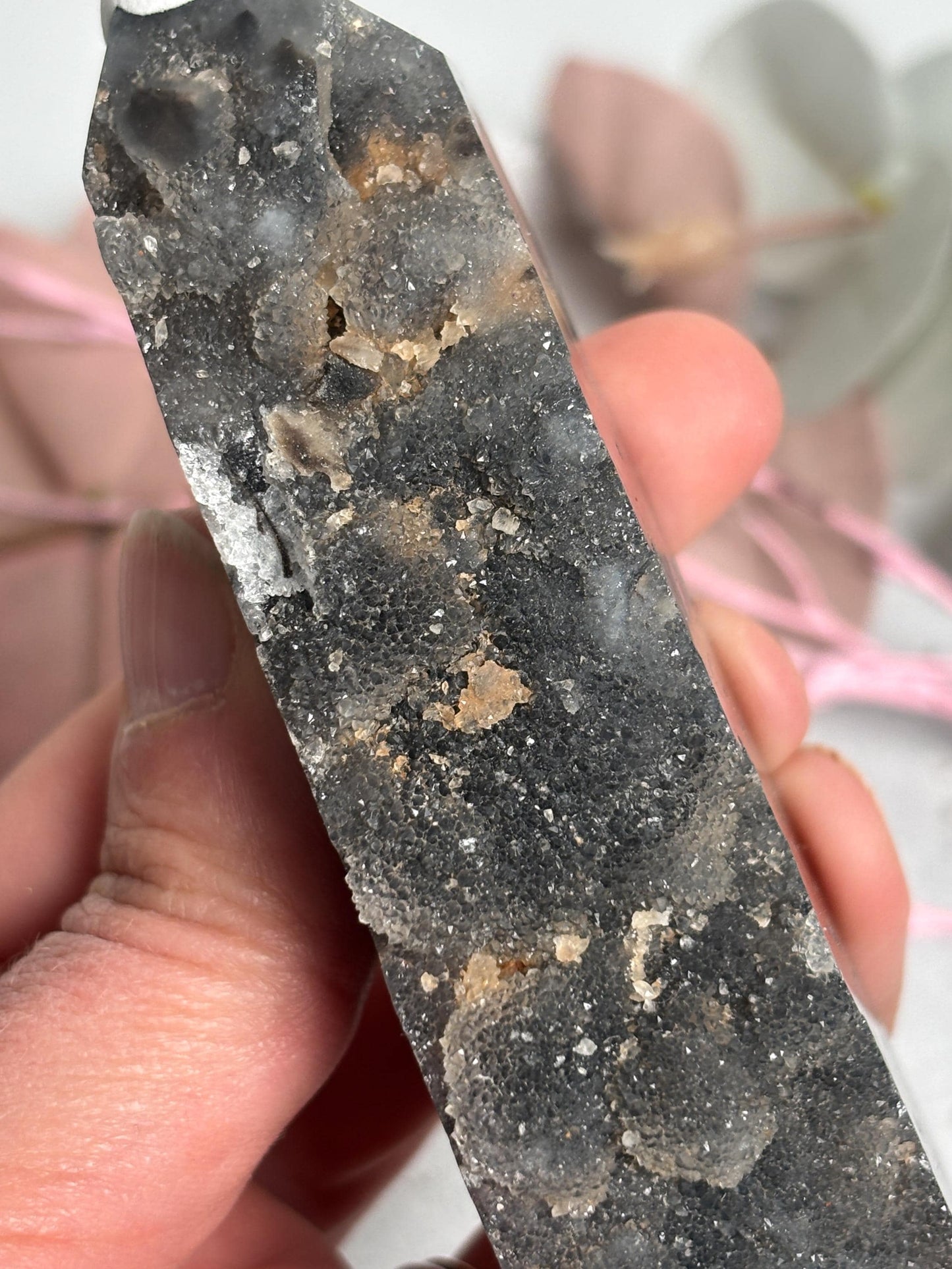 Sphalerit Turm Kristall Turm mit drusiger Rückseite und glatter Vorderseite, Edelstein Deko, Naturstein Kristall, Healing Crystal Tower