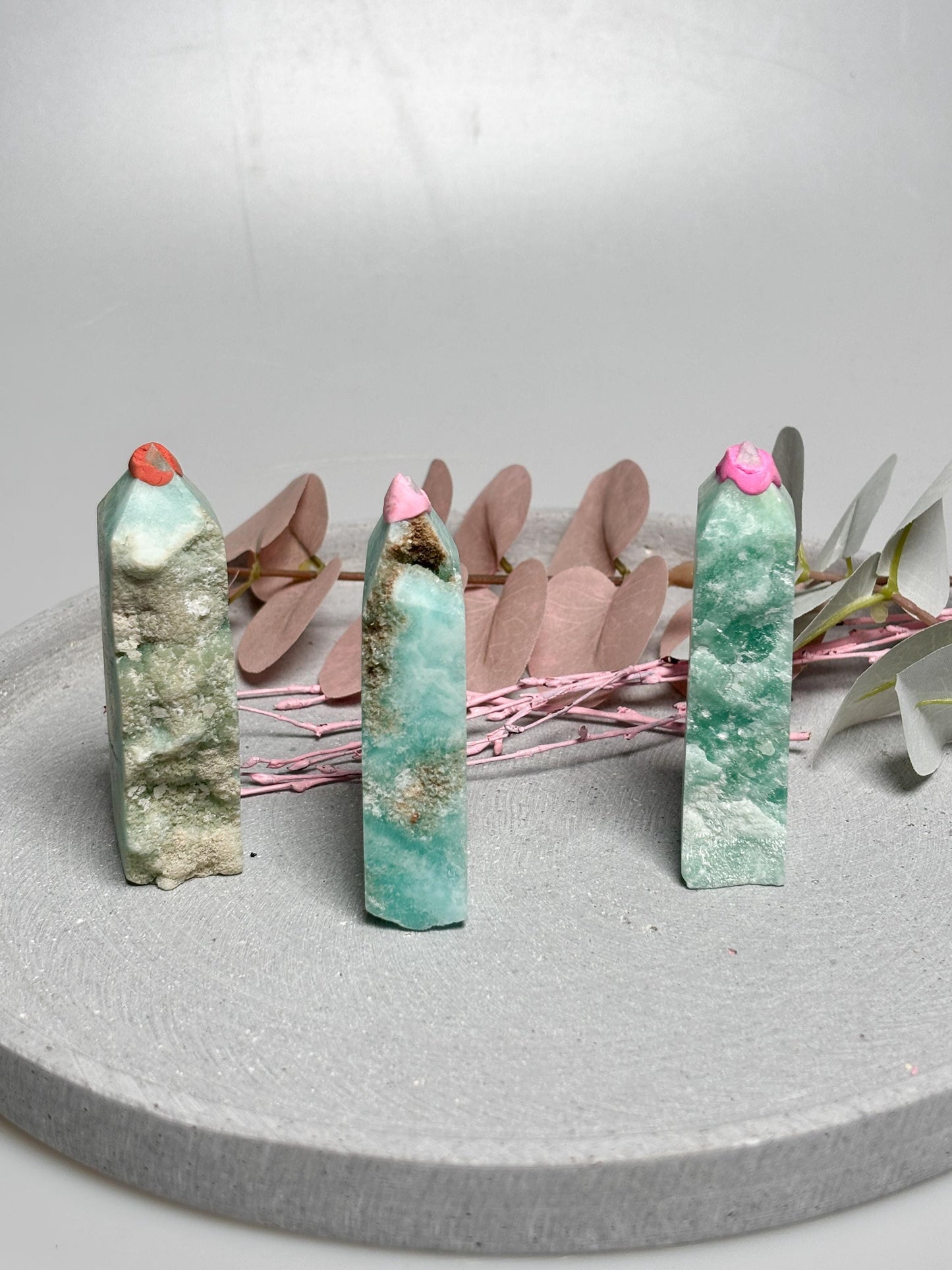 Hemimorphit Turm | Kristallturm blau gemasert | 3 Varianten wählbar | Naturstein Tower ca. 8,3 cm