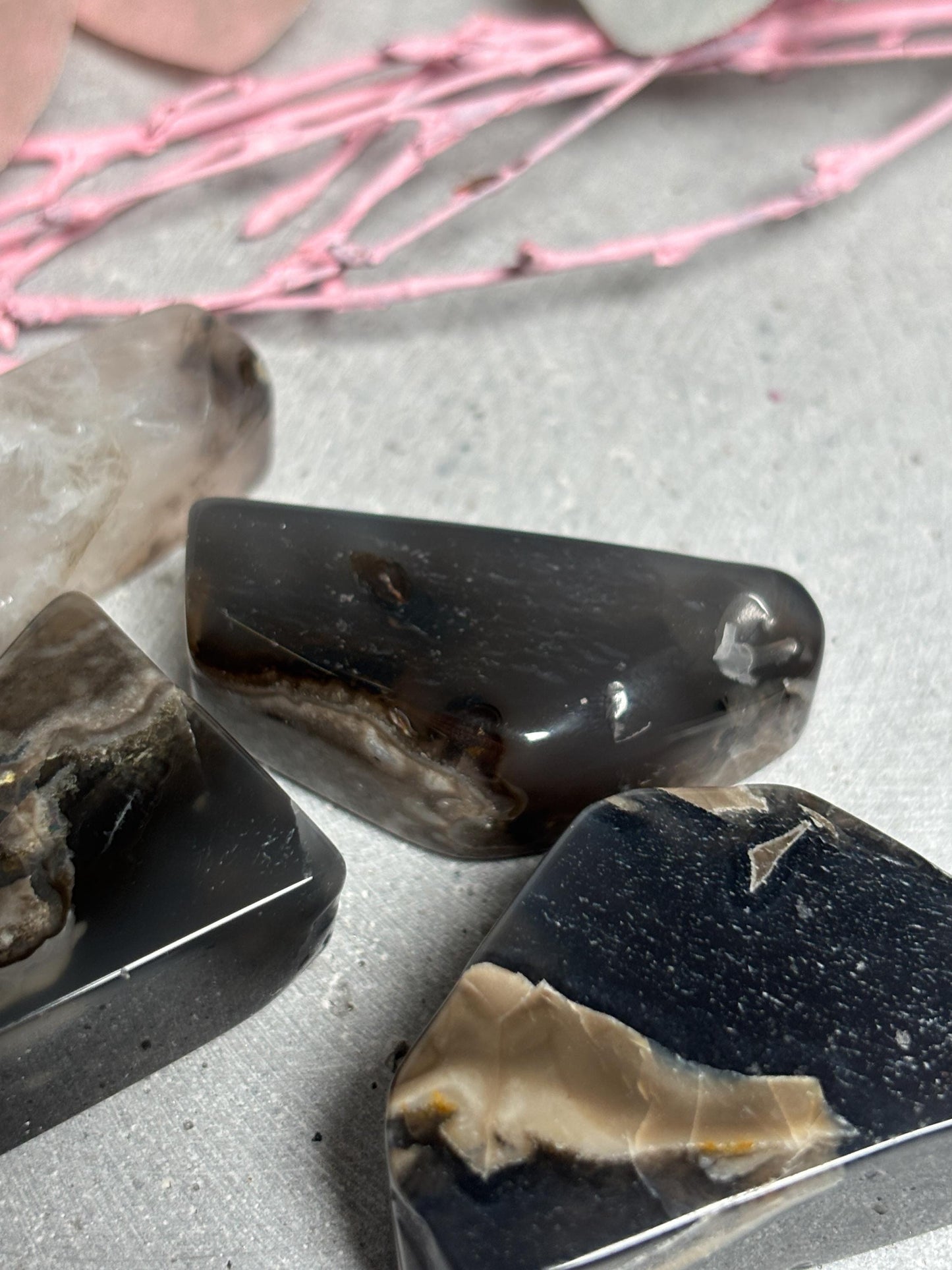 Vulkan Achat Freiform ca. 4 cm kleine Achat Freiform, Naturstein Deko, Volcano Agate Stone, Edelstein Formstück