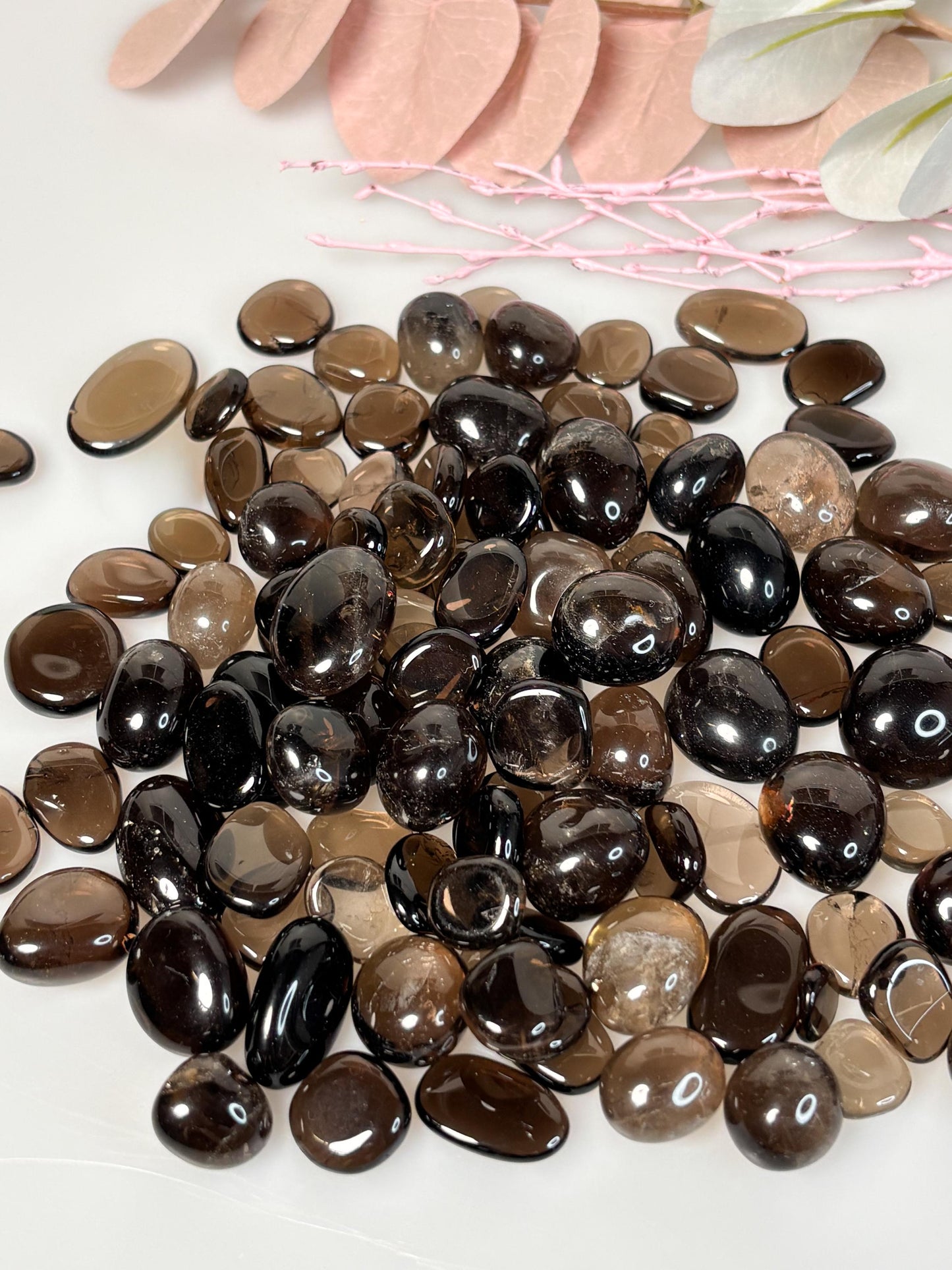 Transparente Rauchquarz Trommelsteine hell dunkel naturbelassen poliert ca 2 cm Edelstein Deko