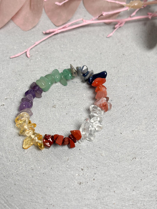 Chakra Splitterarmband elastisch 5 mm Edelstein Armband 17 cm mehrfarbig Naturstein Schmuck dehnbar