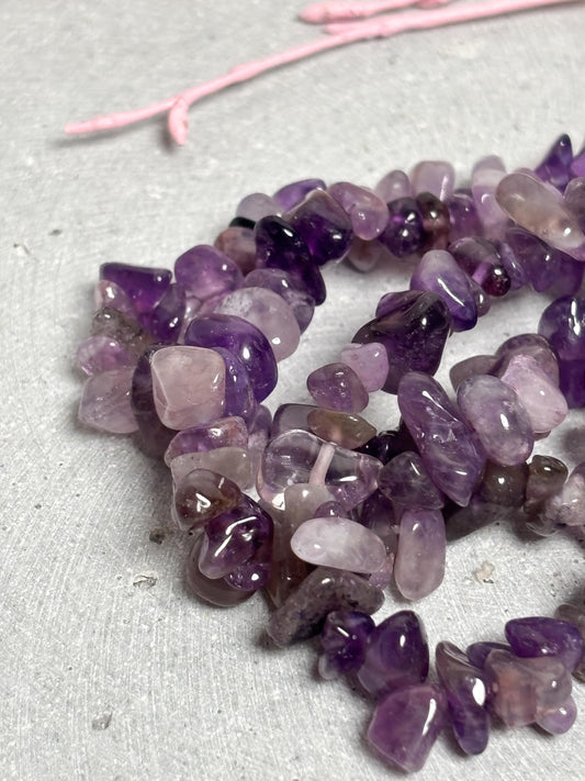 Amethyst Splitterarmband elastisch 5 mm Edelstein Armband Naturstein Schmuck violett