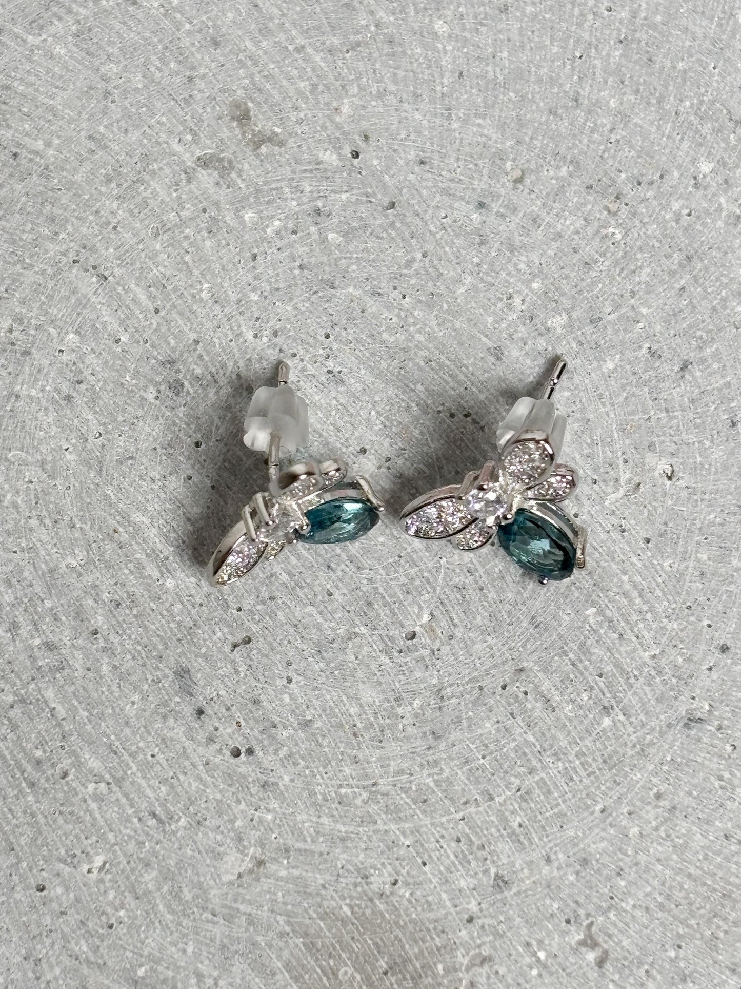 925 Silber Libellen Ohrringe mit London Blue Topas Ohrstecker Damen Edelsteinschmuck Geschenk