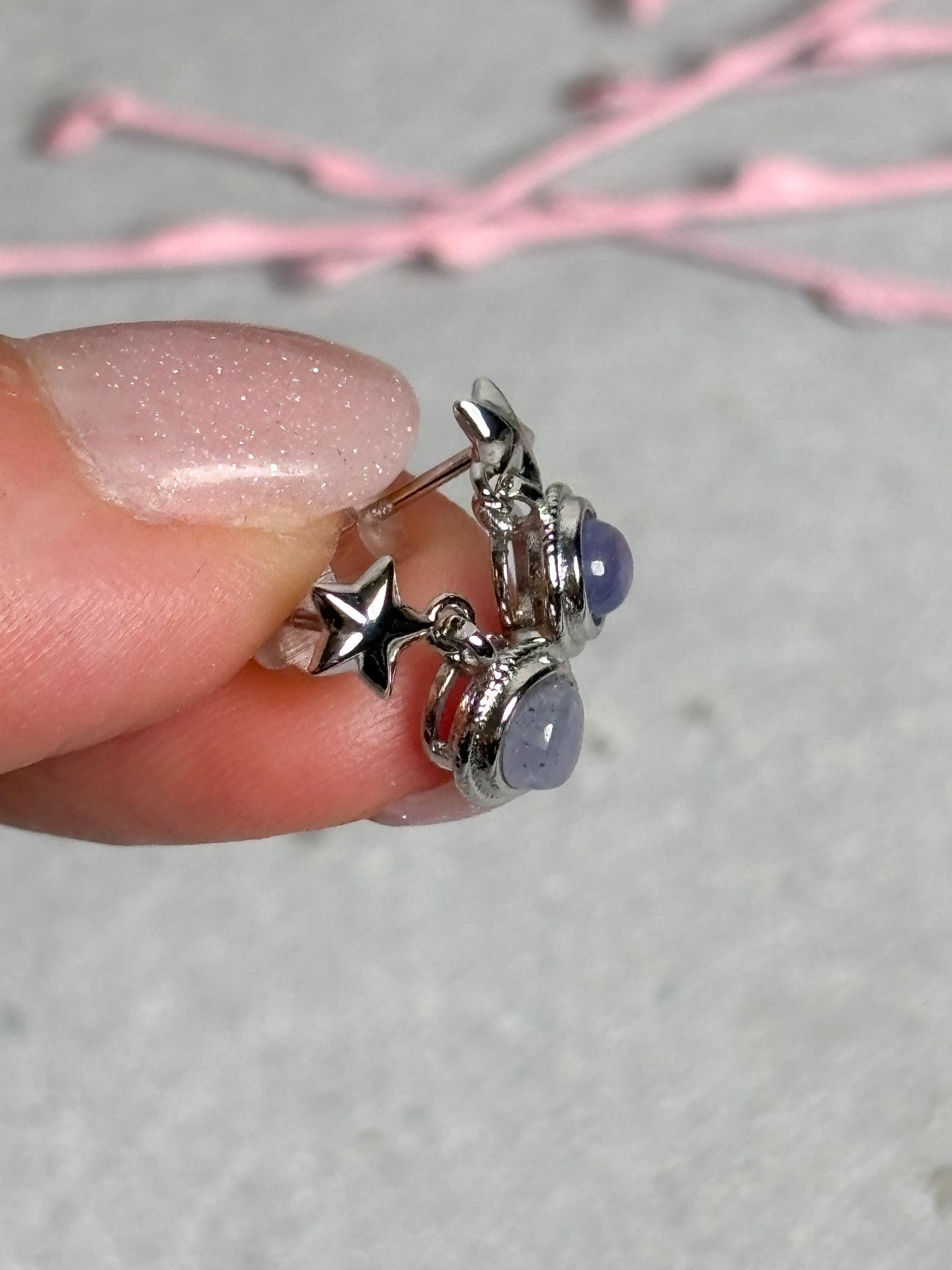 925 Silber Ohrhänger mit Kyanit Stern Ohrringe Damen Edelstein Ohrringe Kyanite Schmuck Geschenk