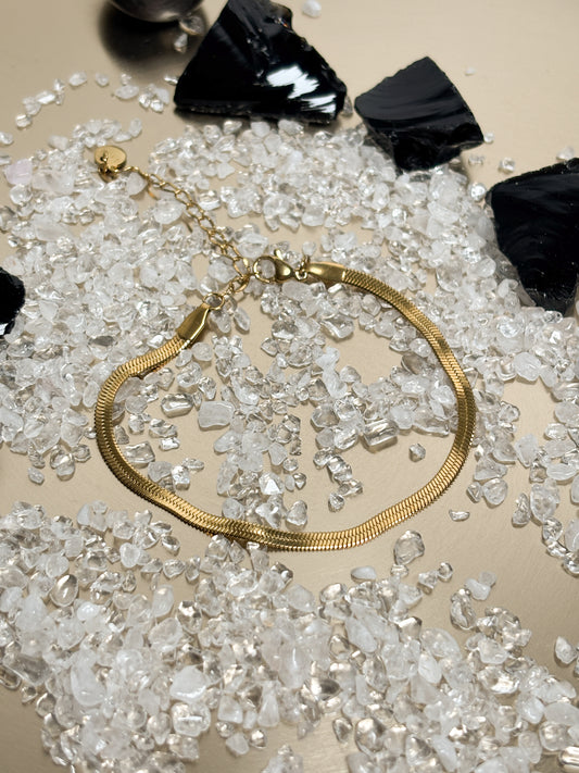 Vergoldetes Edelstahl Armband – Klingen Kette 3 mm | 16K Gold | 17–22 cm Länge