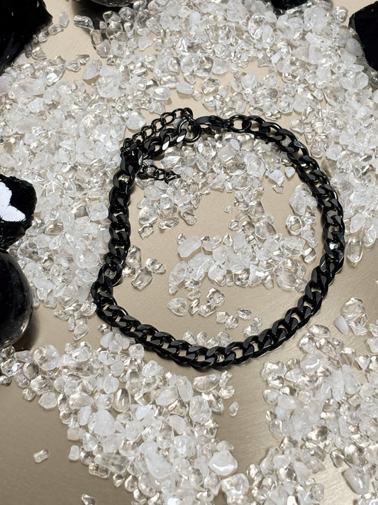 schlichtes schwarzes Edelstahl Armband – 3 mm, unisex, 18 + 5 cm
