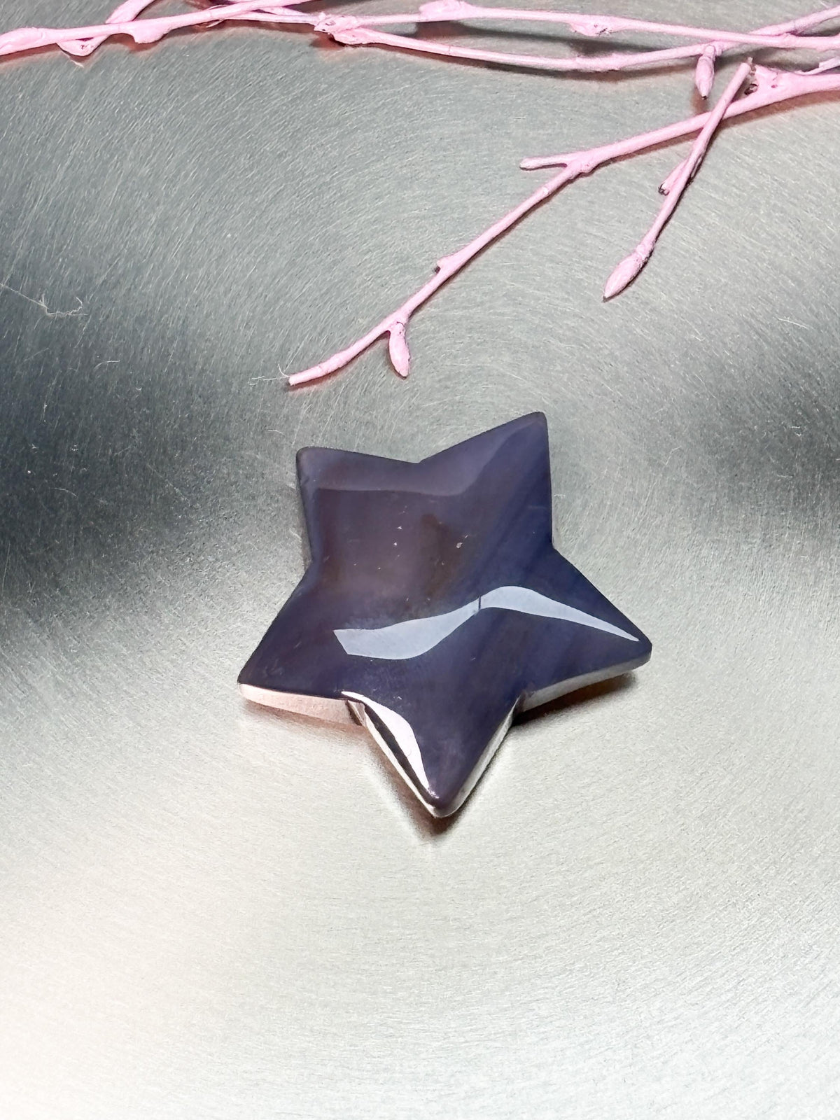 Achat Stern Naturstein grau poliert Deko Figur