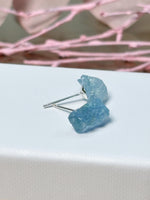 Aquamarin Ohrstecker Rohstein 925 Silber Naturstein hellblau