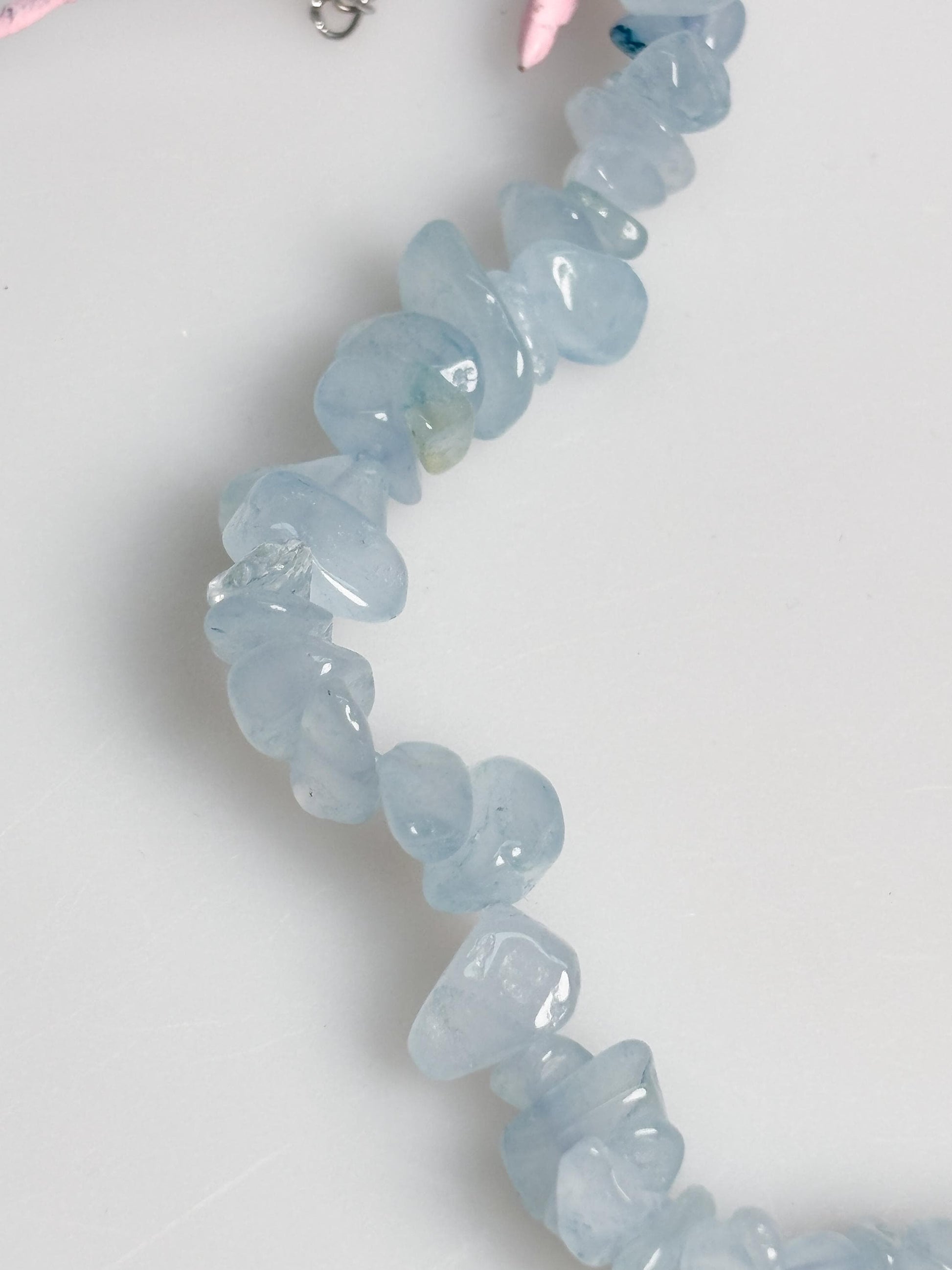 Aquamarin Splitterkette blau Naturstein 40 cm mit Verlängerung