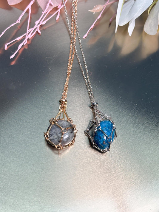 Edelstahl Cage Kette Kristallhalter Anhänger gold silber