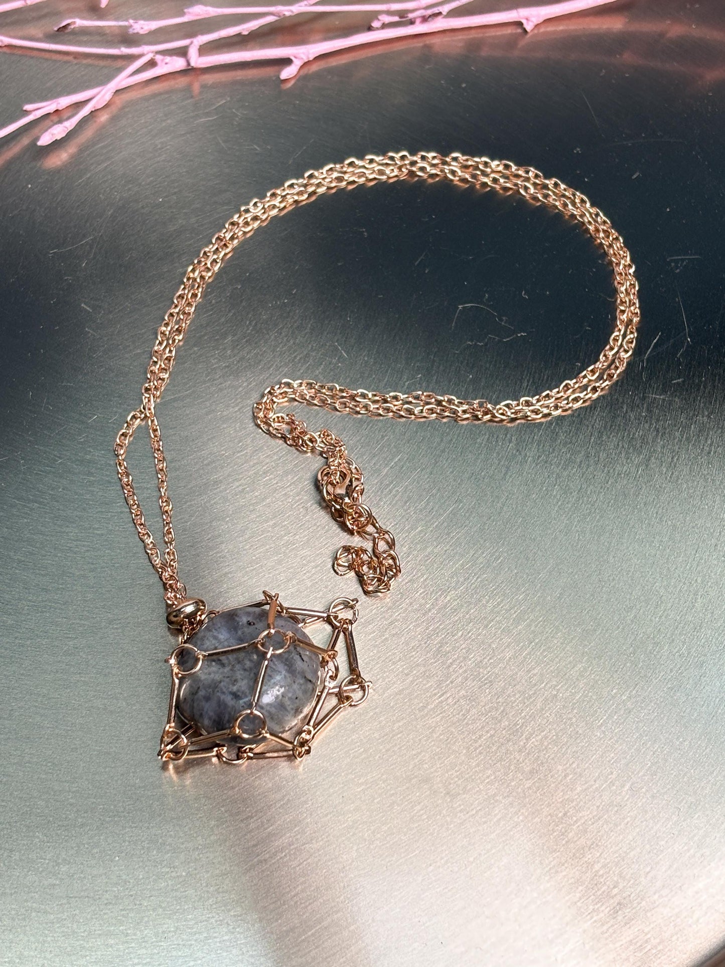 Edelstahl Cage Kette Kristallhalter Anhänger gold silber
