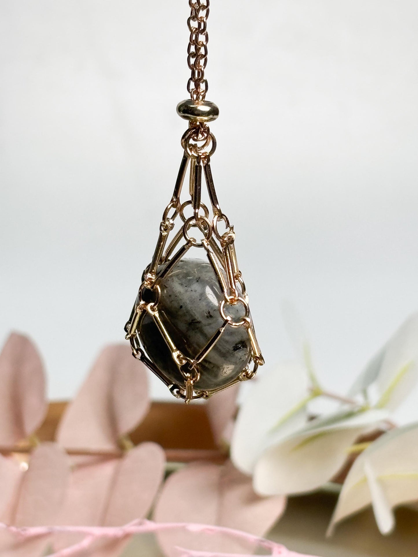 Edelstahl Cage Kette Kristallhalter Anhänger gold silber