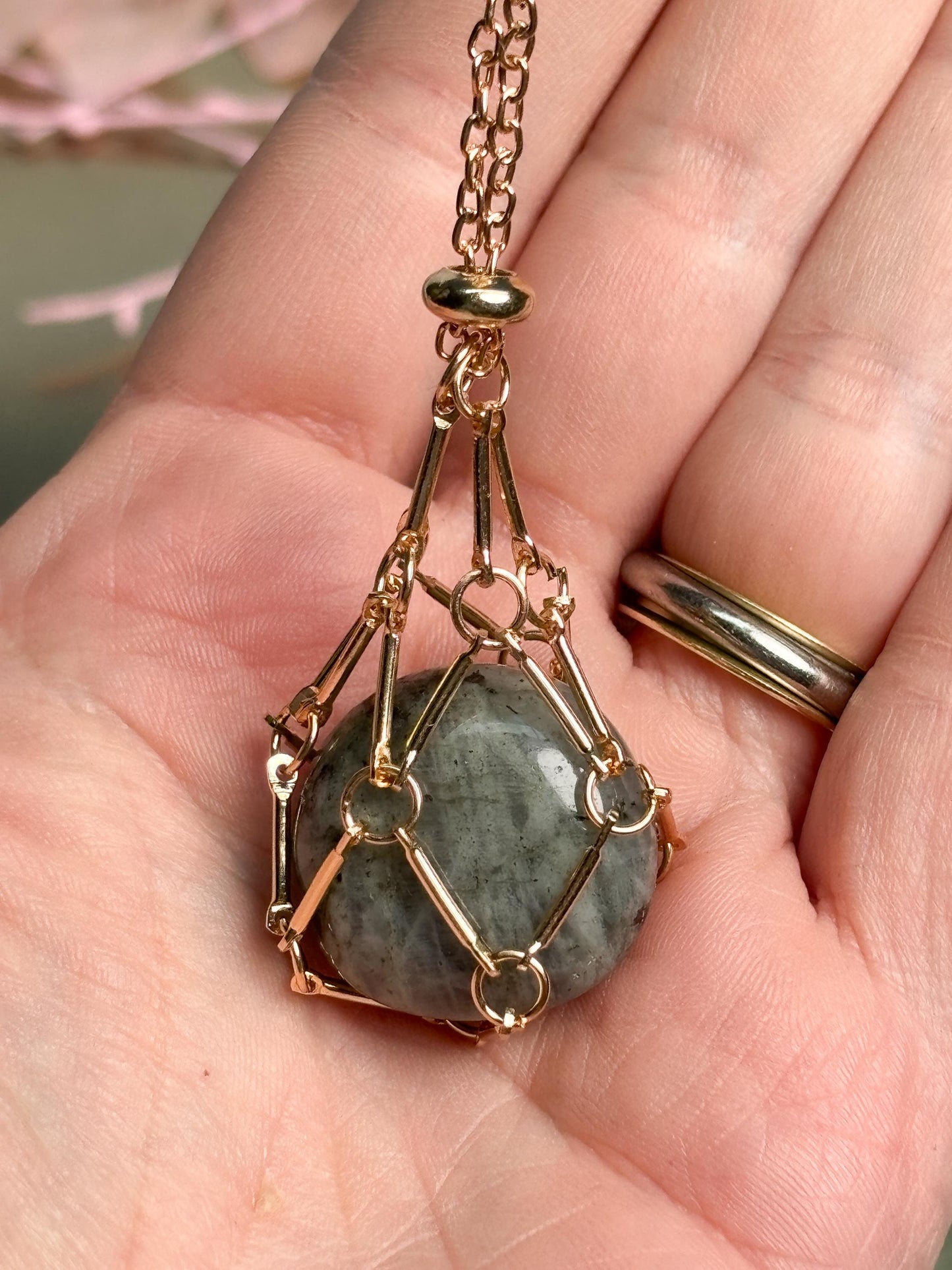 Edelstahl Cage Kette Kristallhalter Anhänger gold silber