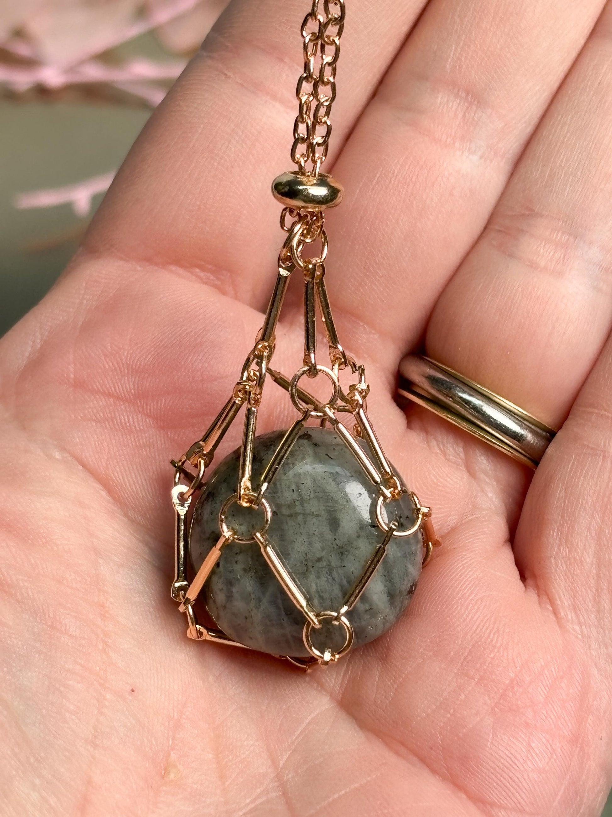 Edelstahl Cage Kette Kristallhalter Anhänger gold silber
