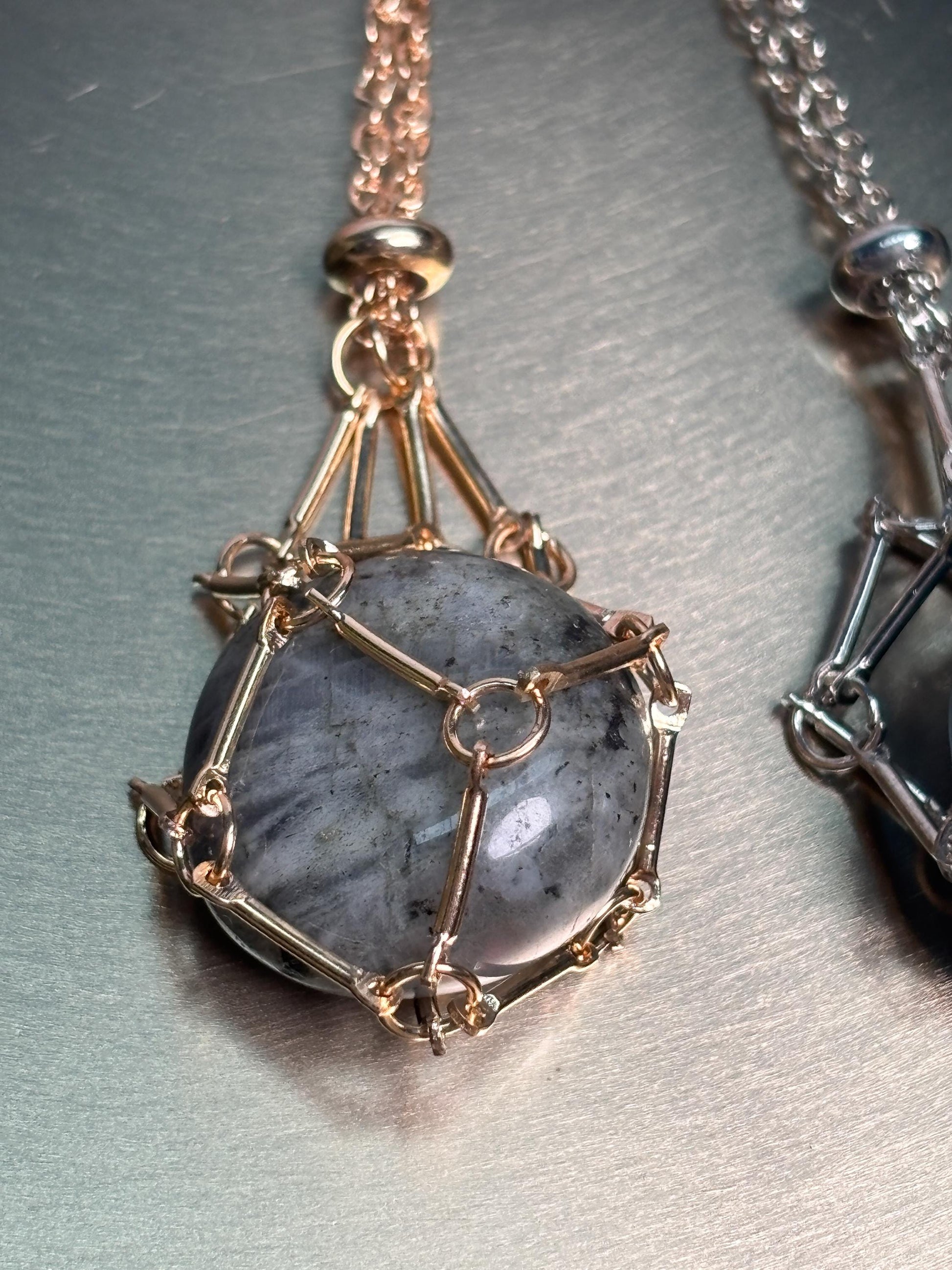 Edelstahl Cage Kette Kristallhalter Anhänger gold silber